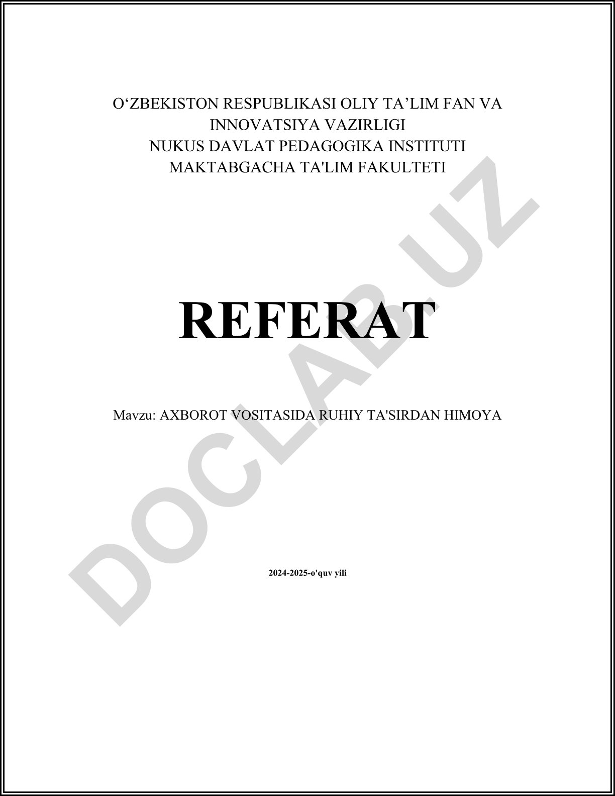 Axborot vositasida ruhiy ta'sirdan himoya