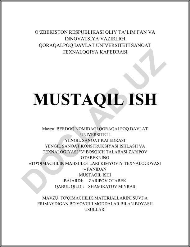 To'qimachilik materiallarini suvda erimaydigan bo'yovchi moddalar bilan boyash usullari