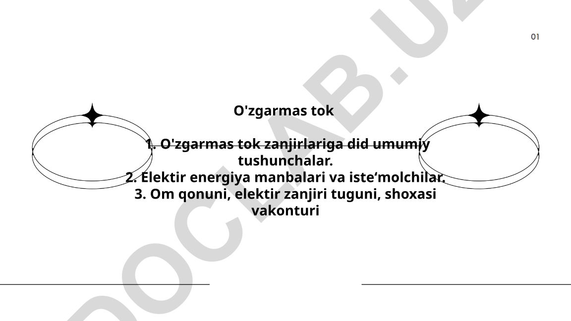 O'zgarmas tok zanjirlari va elektr energiyasi