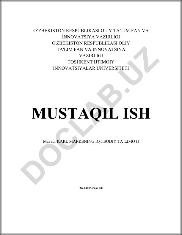 Karl Marksning iqtisodiy ta'limoti