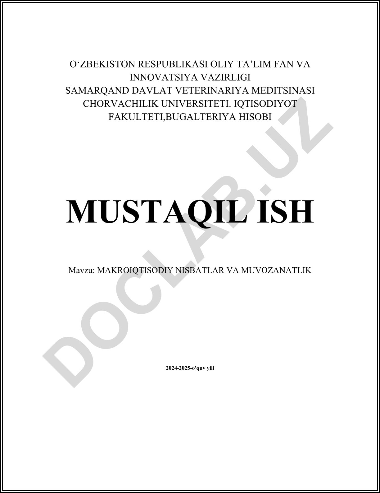 Makroiqtisodiy nisbatlar va muvozanatlik