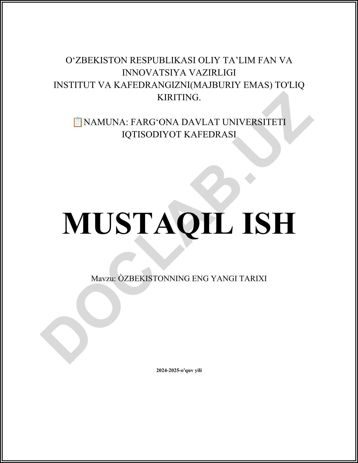 O'zbekistonning eng yangi tarixi