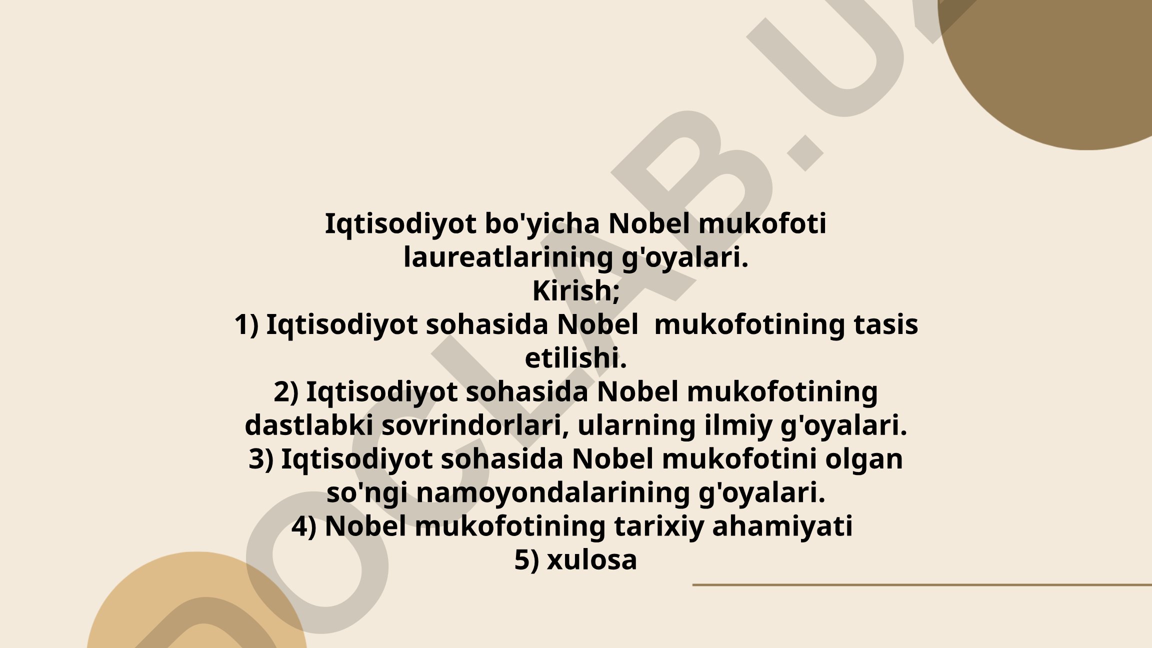 Iqtisodiyot bo'yicha Nobel mukofoti laureatlarining g'oyalari