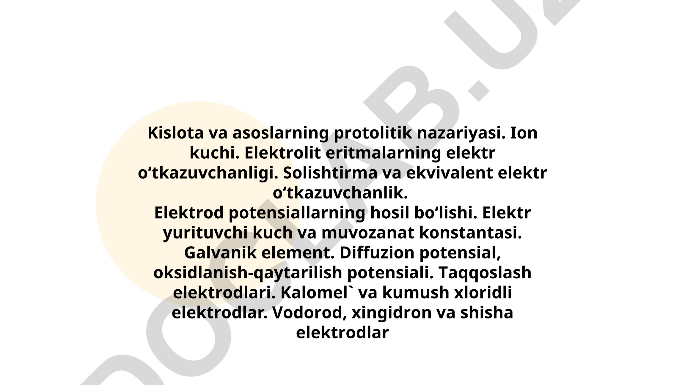Kislota va asoslarning protolitik nazariyasi va elektrokimyoviy jarayonlar