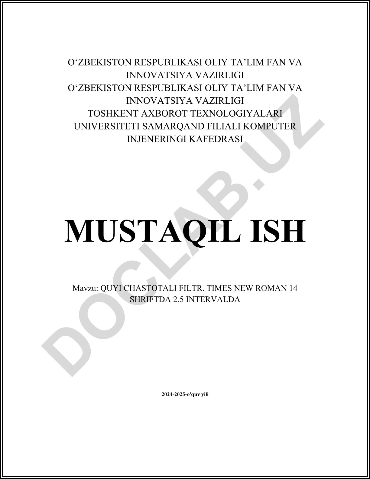 Quyi chastotali filtr