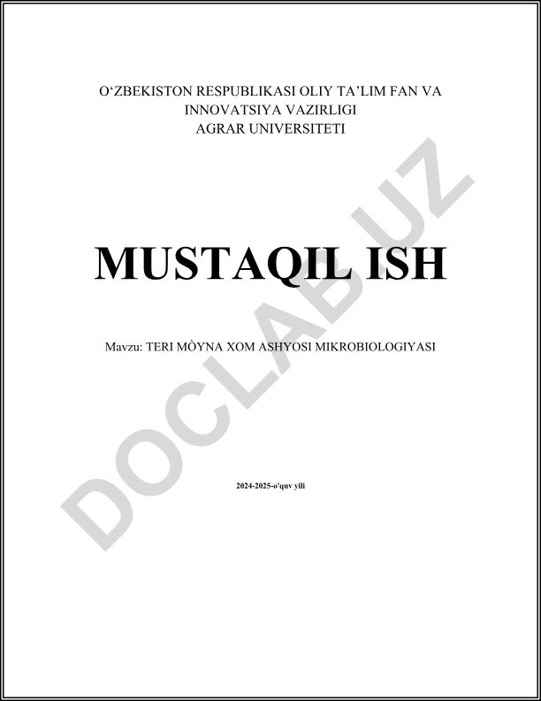 Teri mўyna xom ashyosi mikrobiologiyasi