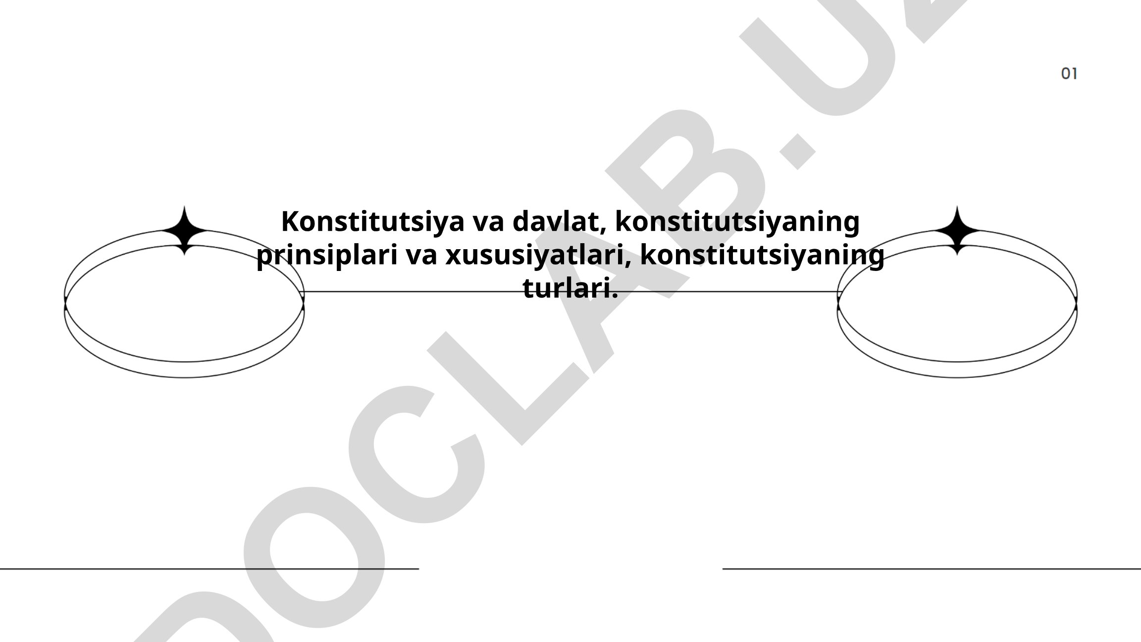Konstitutsiya va davlat, konstitutsiyaning prinsiplari va xususiyatlari, konstitutsiyaning turlari