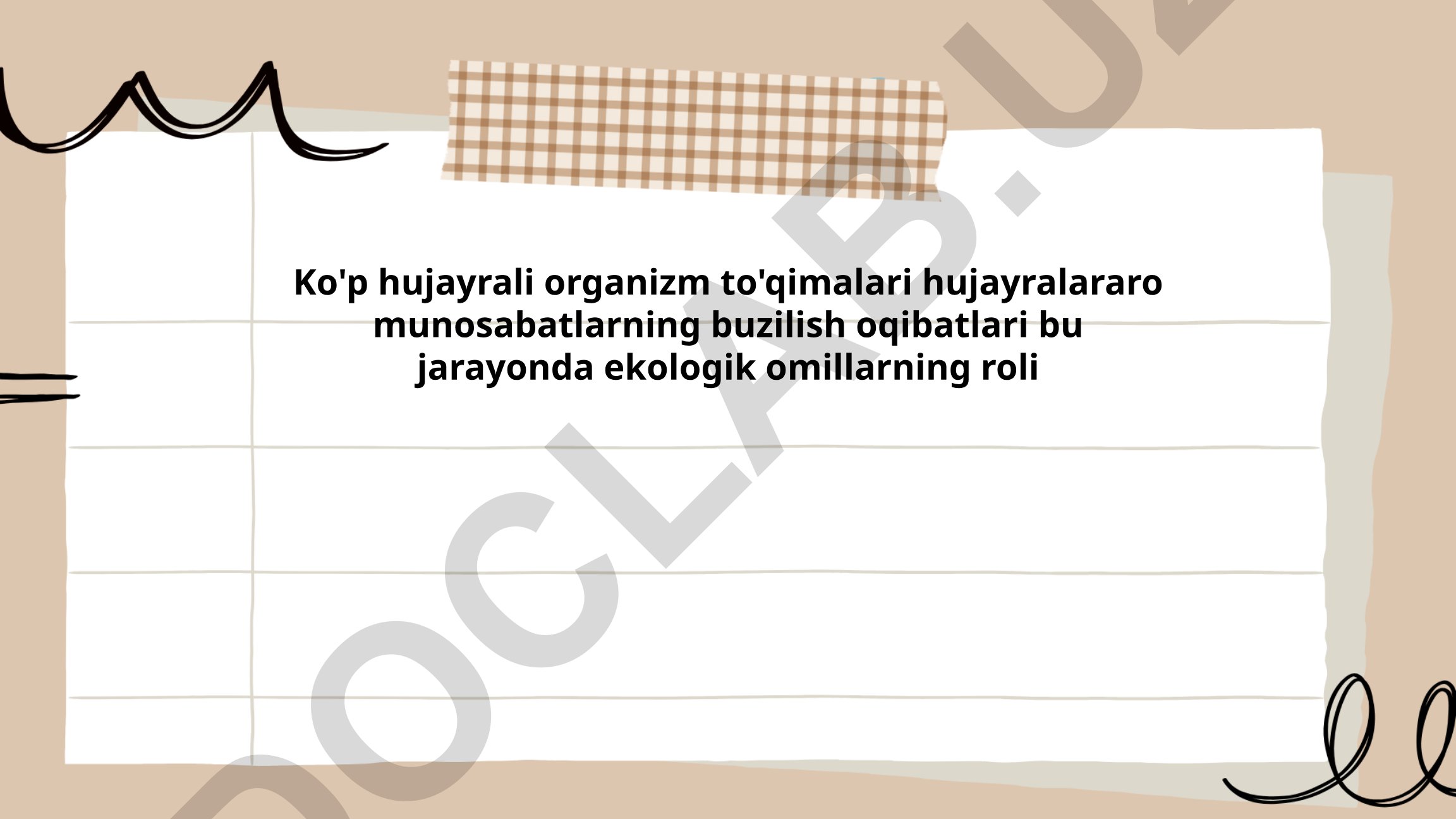 Ko'p hujayrali organizm to'qimalari hujayralararo munosabatlarning buzilish oqibatlari va ekologik omillar