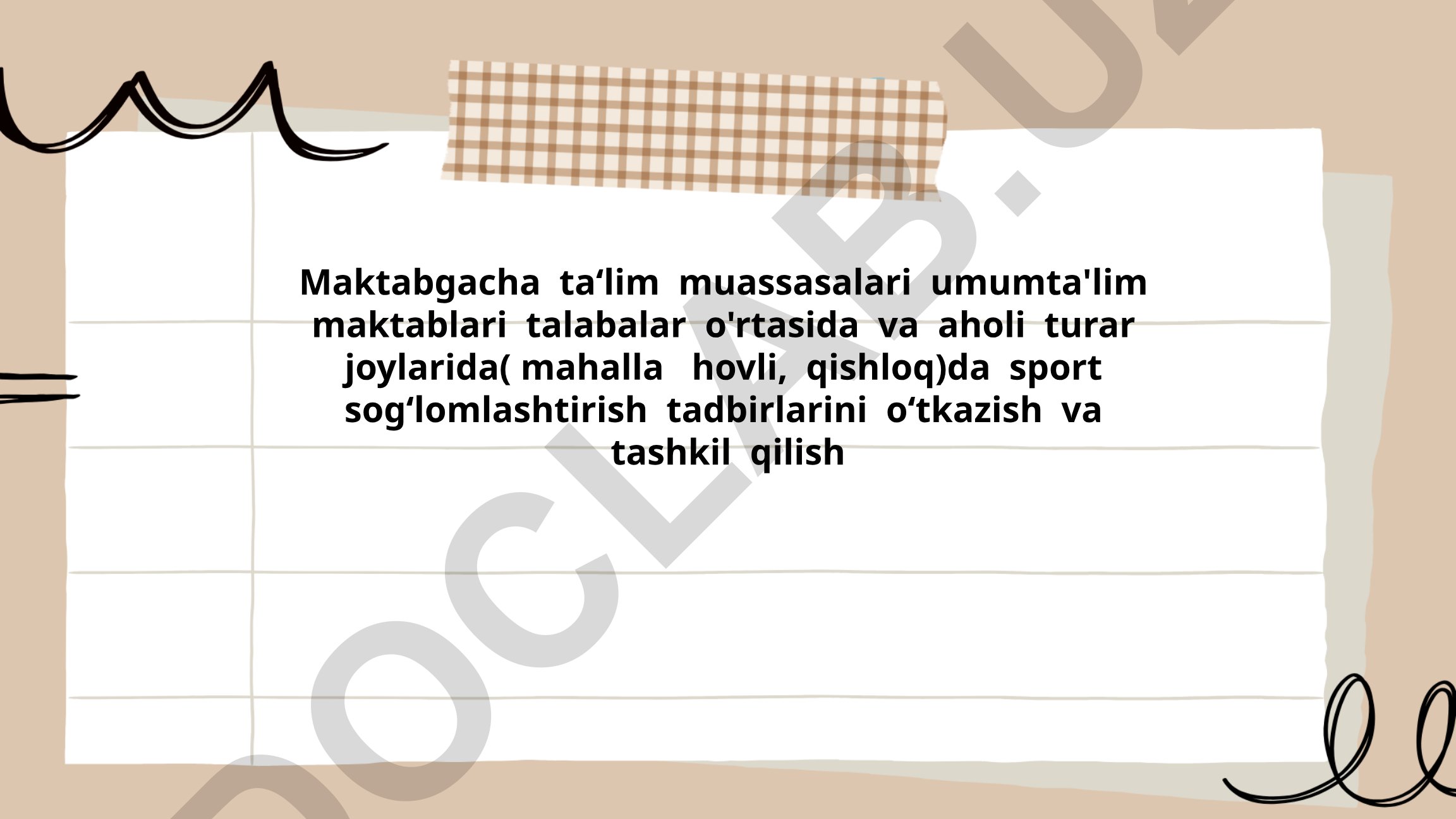 Maktabgacha ta'lim va umumta'lim maktablarida sport tadbirlarini tashkil qilish