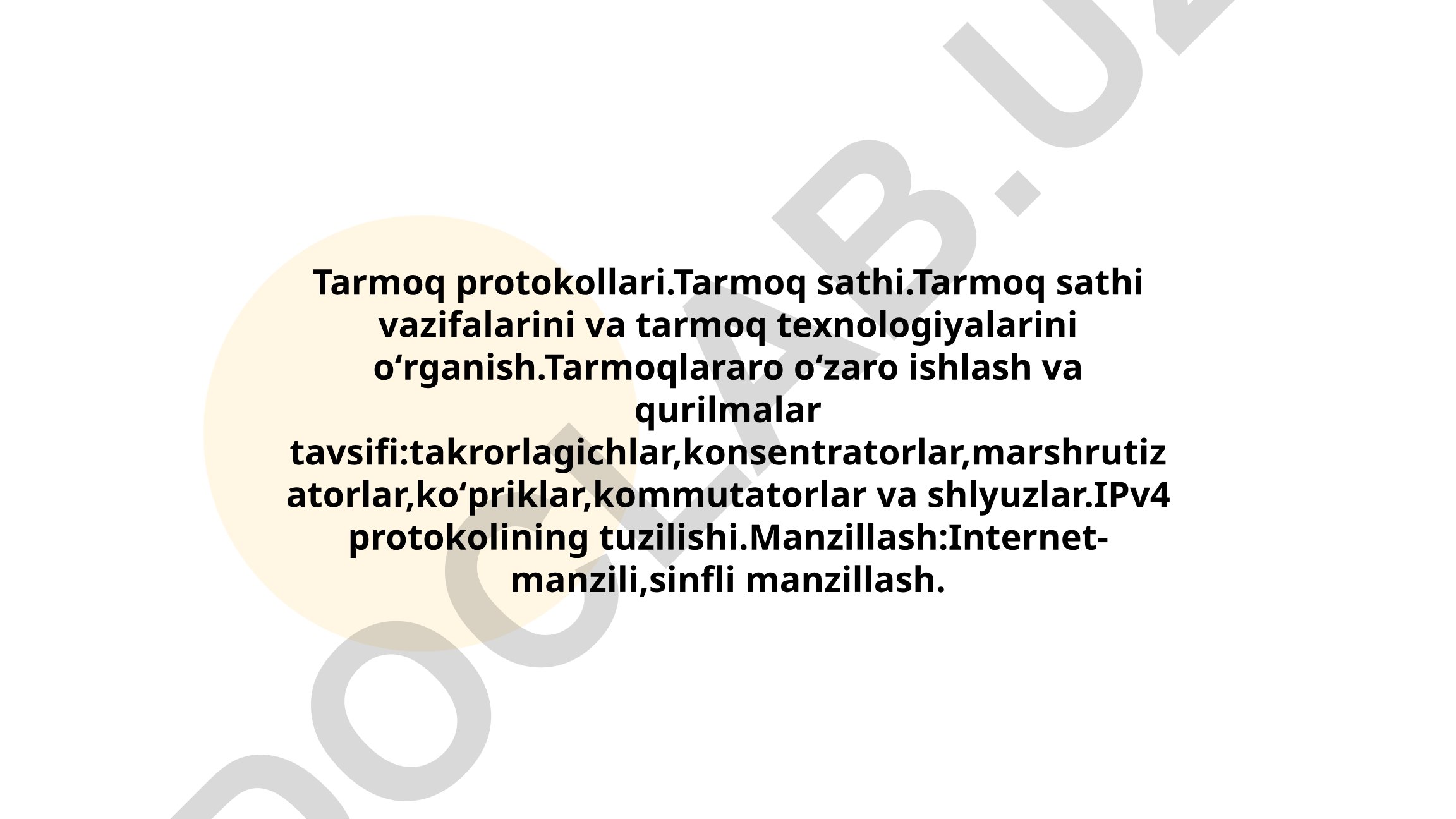 Tarmoq protokollari va tarmoq sathi vazifalari