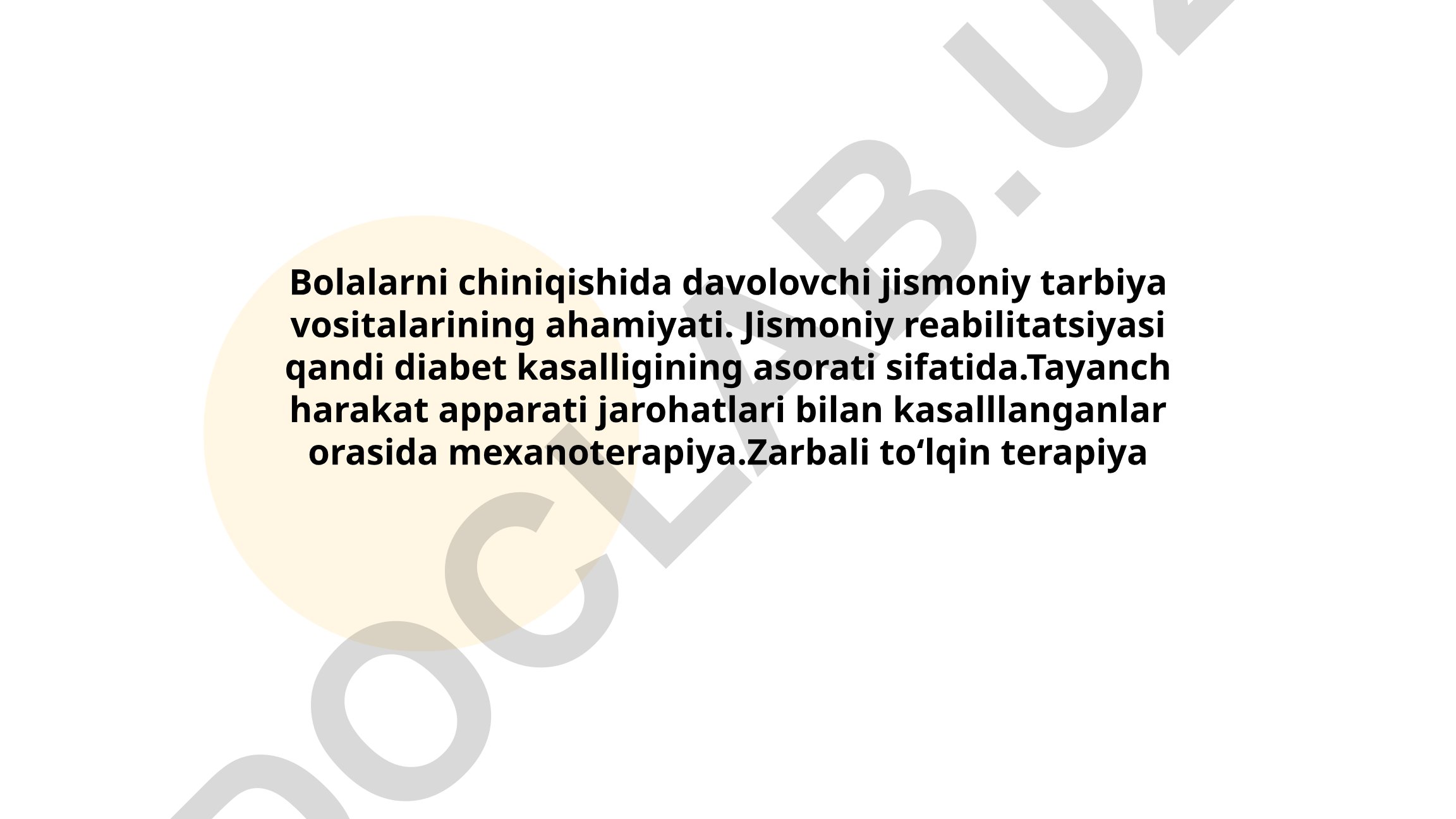 Bolalarni chiniqtirishda davolovchi jismoniy tarbiya vositalari va jismoniy reabilitatsiya