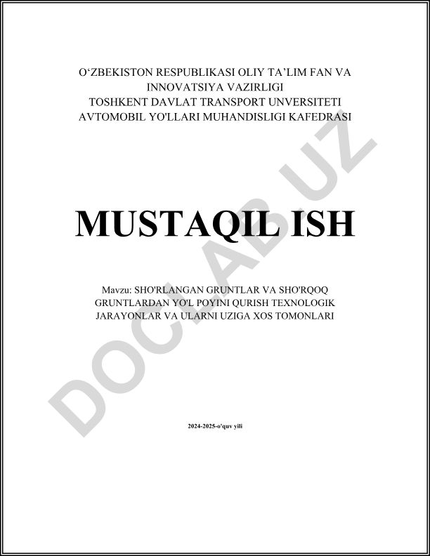 Sho'rlangan gruntlar va sho'rqoq gruntlardan yo'l poyini qurish texnologik jarayonlar