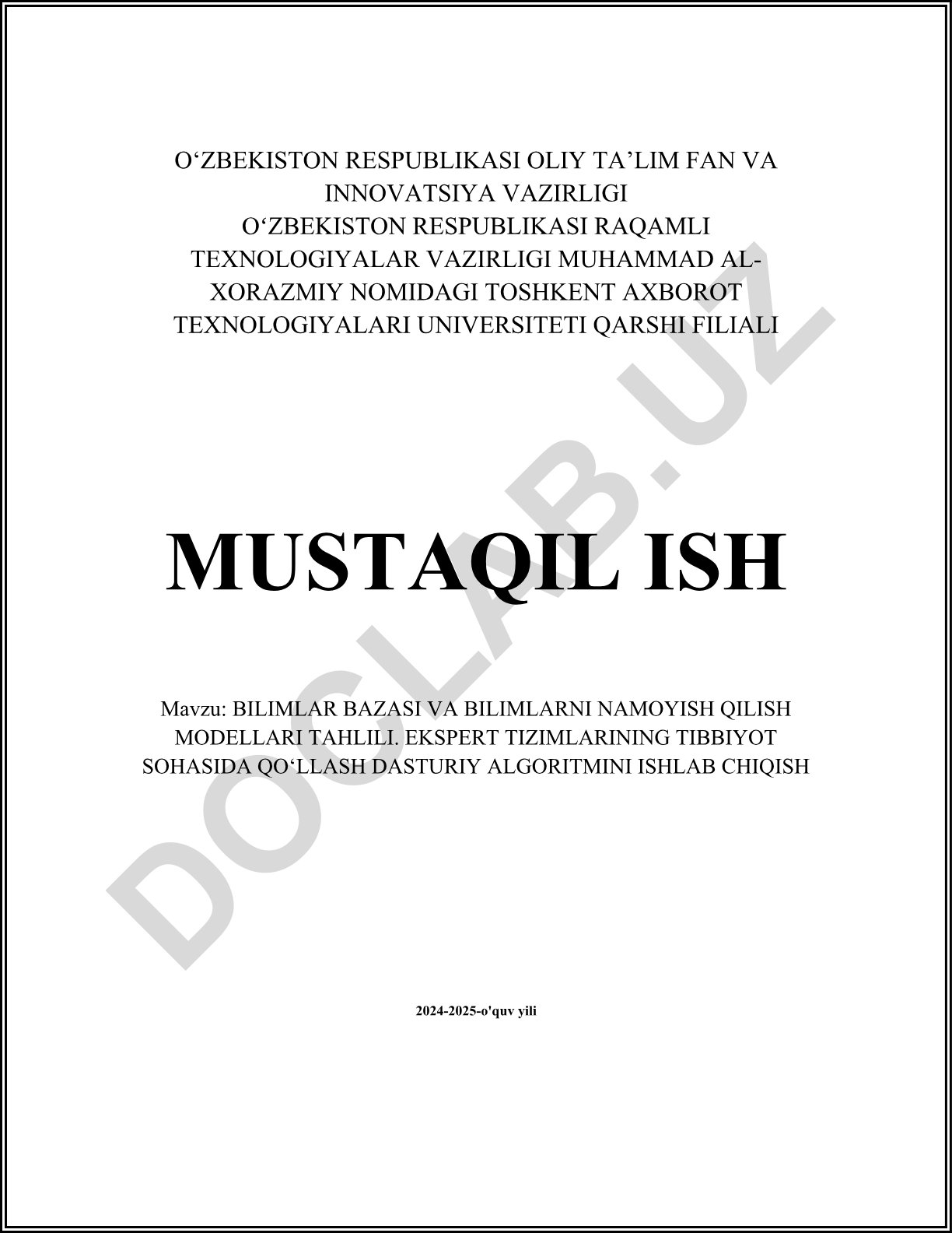 Bilimlar bazasi va bilimlarni namoyish qilish modellari tahlili. Ekspert tizimlarining tibbiyot sohasida qo‘llash dasturiy algoritmini ishlab chiqish