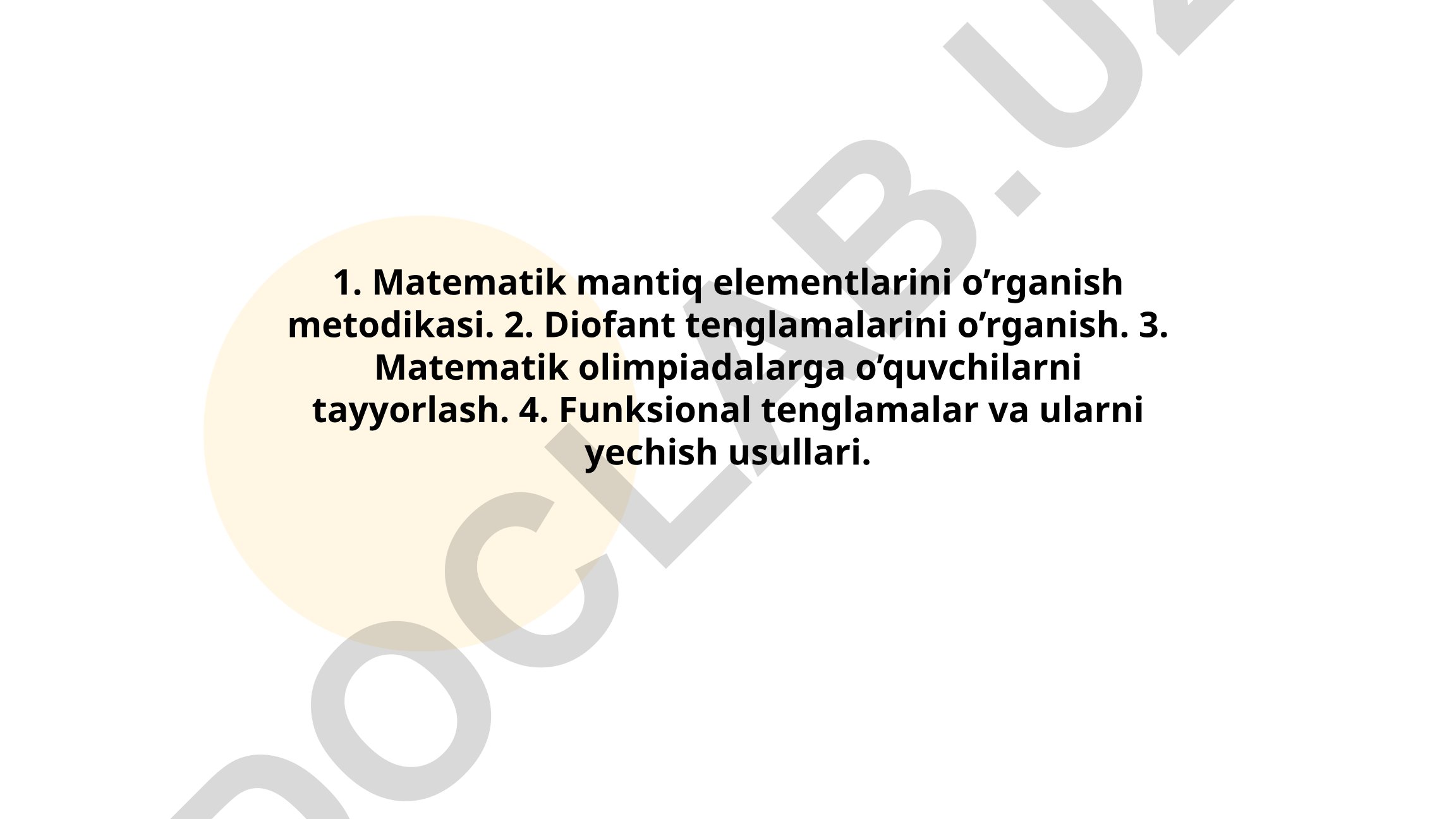 Matematik mantiq elementlari, Diofant tenglamalari, olimpiada tayyorlash va funksional tenglamalar