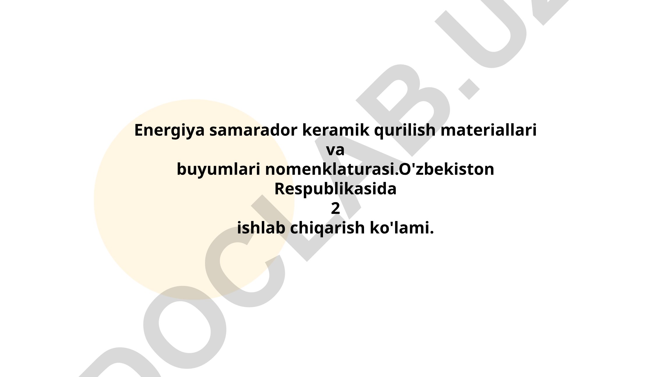 Energiya samarador keramik qurilish materiallari va buyumlari nomenklaturasi