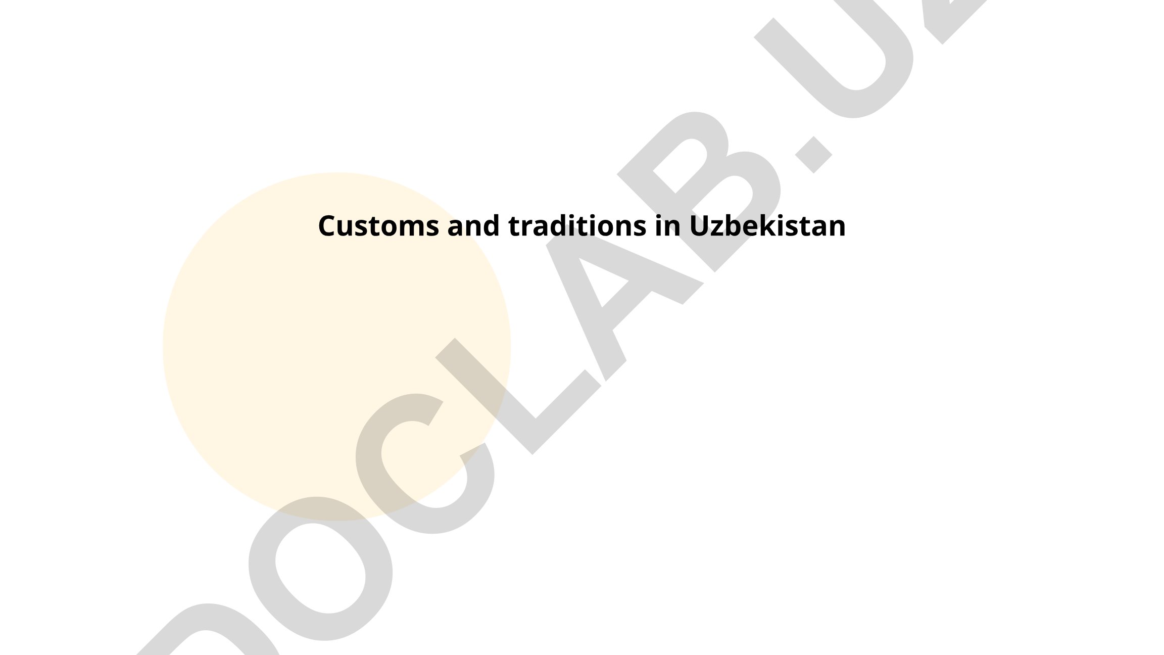 Customs and traditions in Uzbekistan