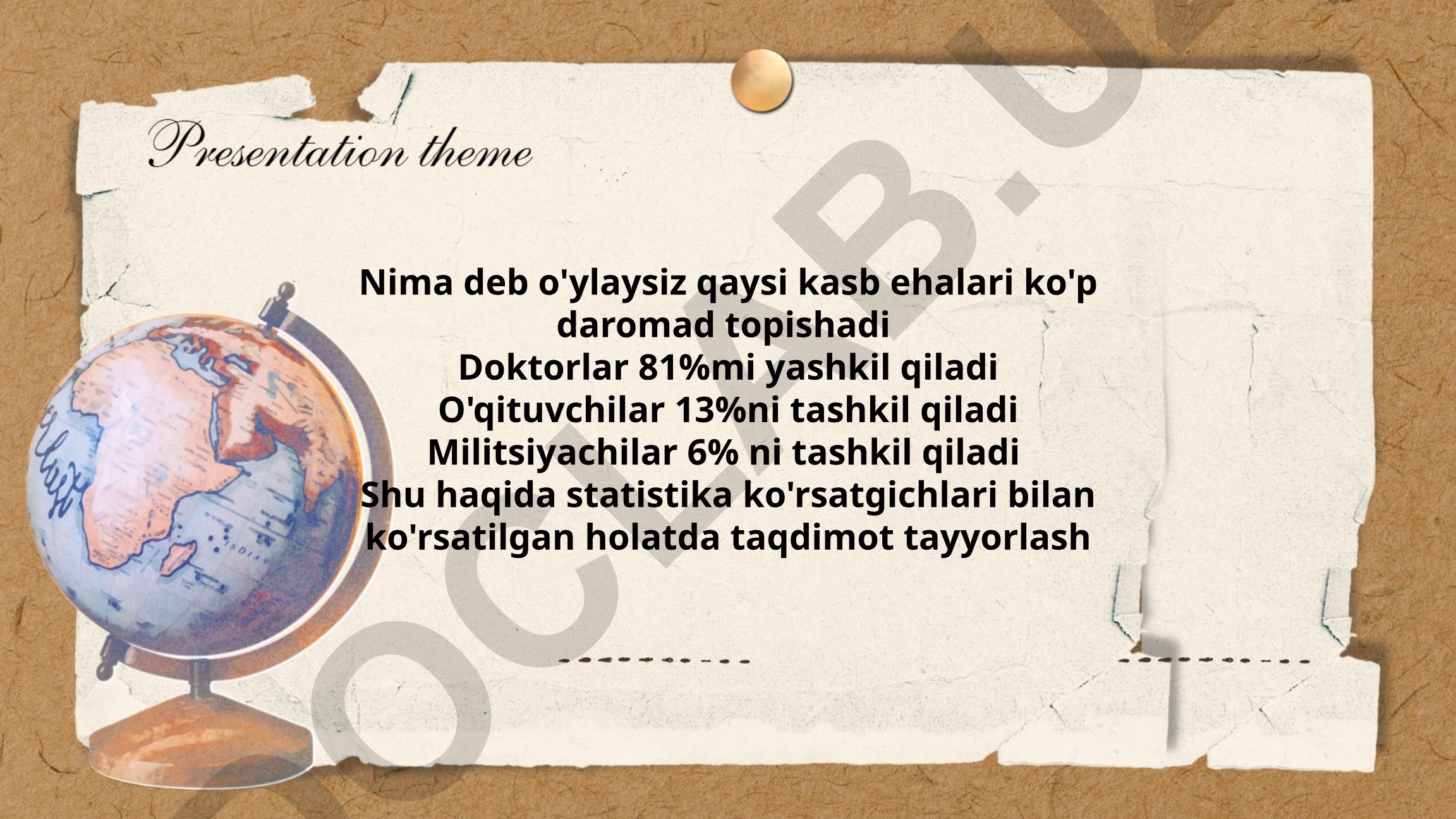 Kasblar bo'yicha daromad statistikasi
