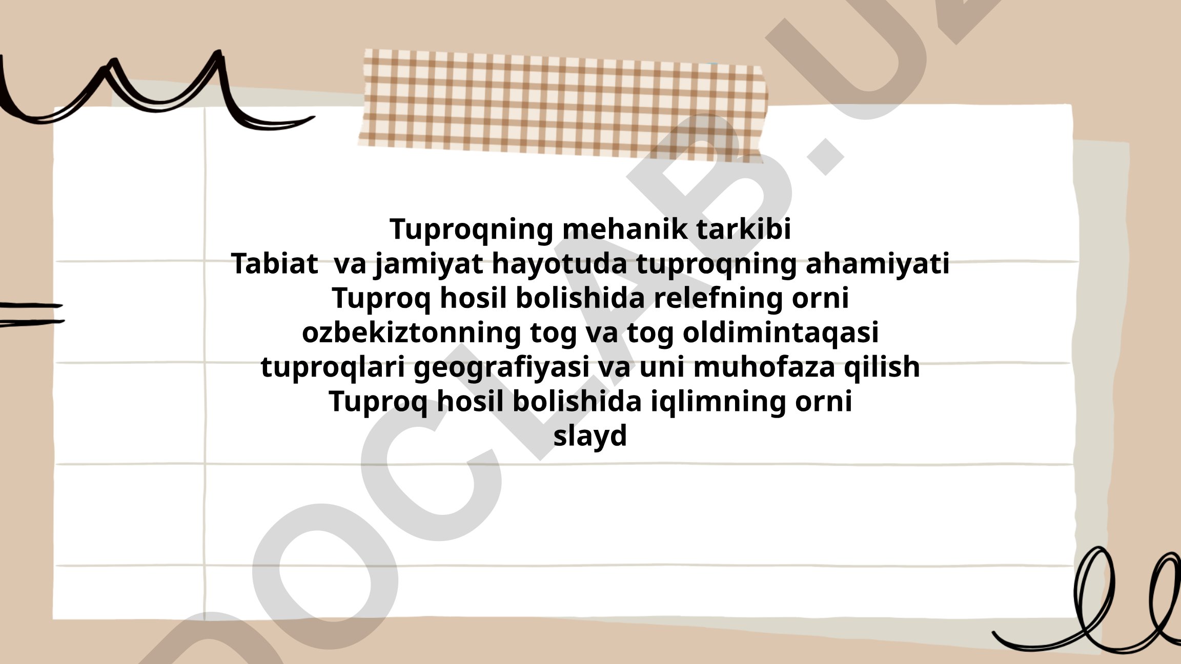 Tuproqning mexanik tarkibi va uning ahamiyati