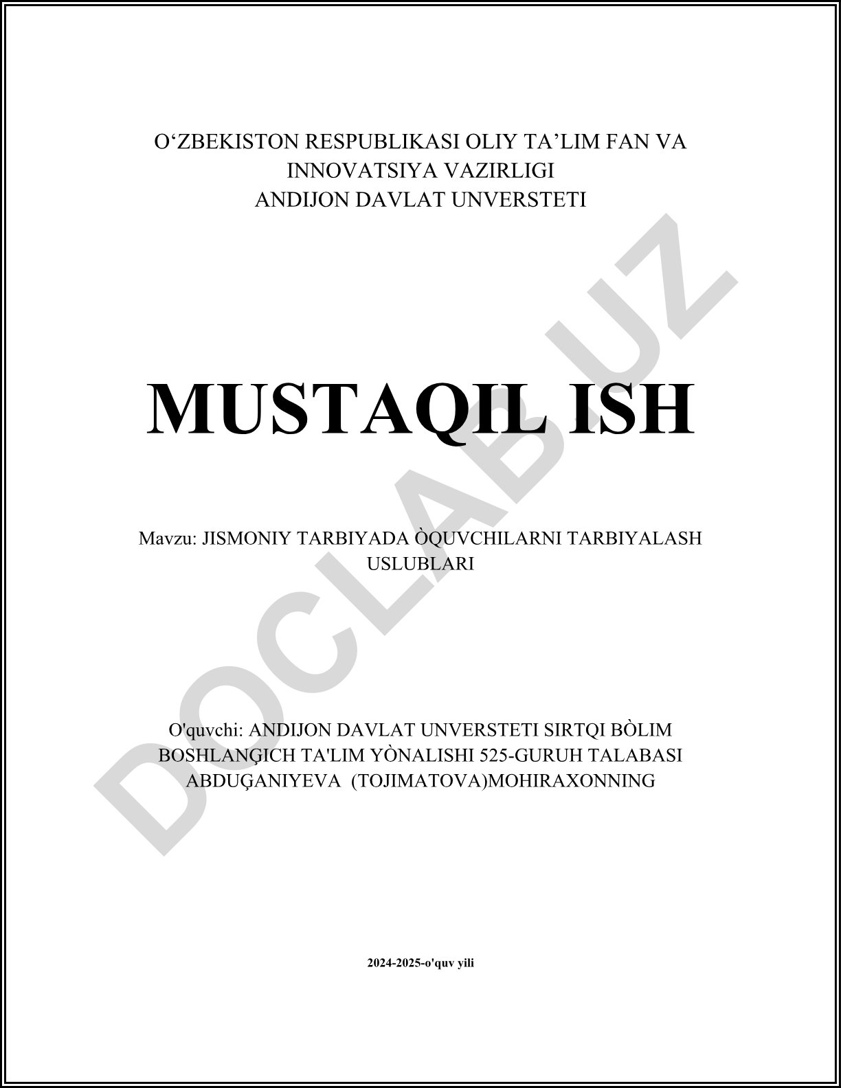 Jismoniy tarbiyada o'quvchilarni tarbiyalash uslublari