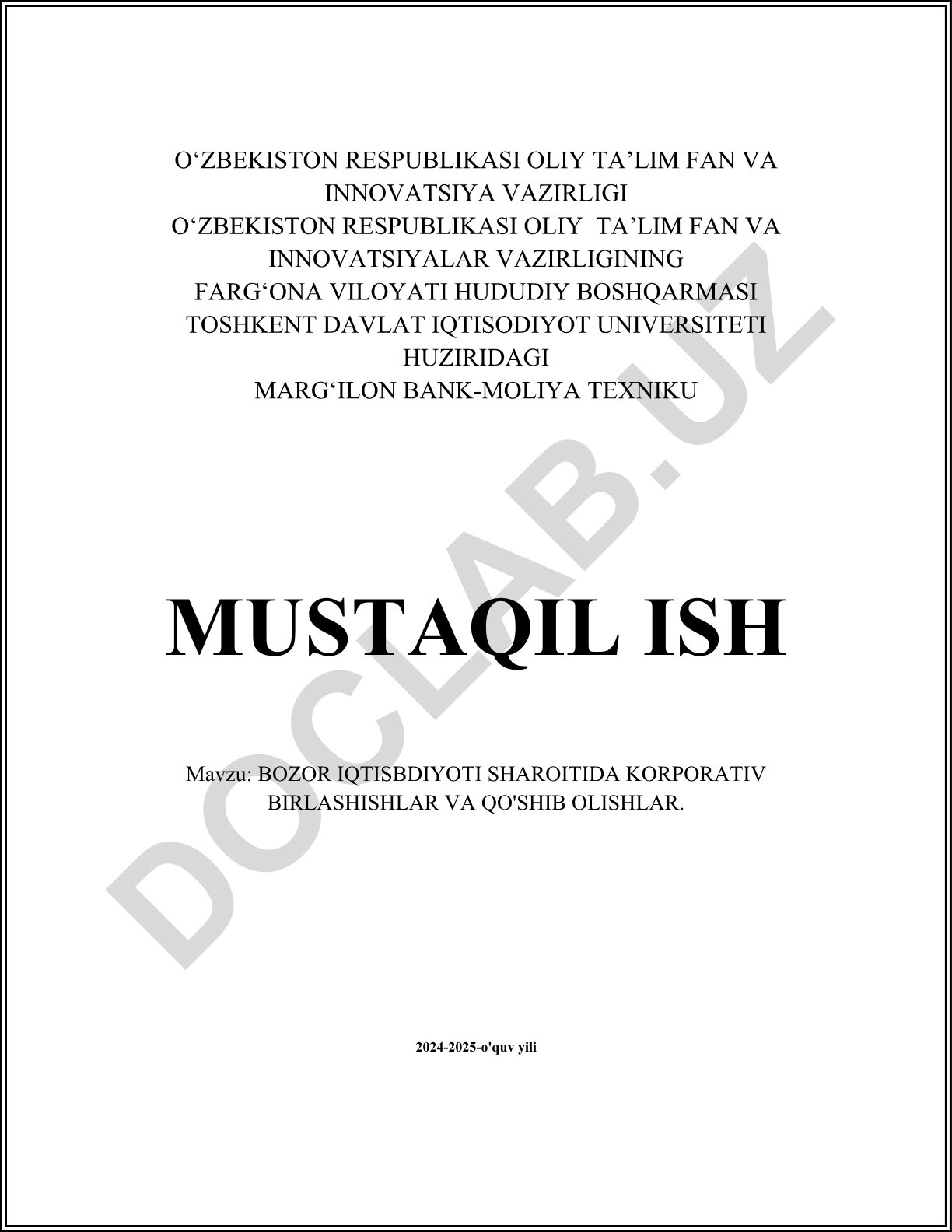 Bozor iqtisodiyoti sharotida korporativ birlashishlar va qo'shib olishlar