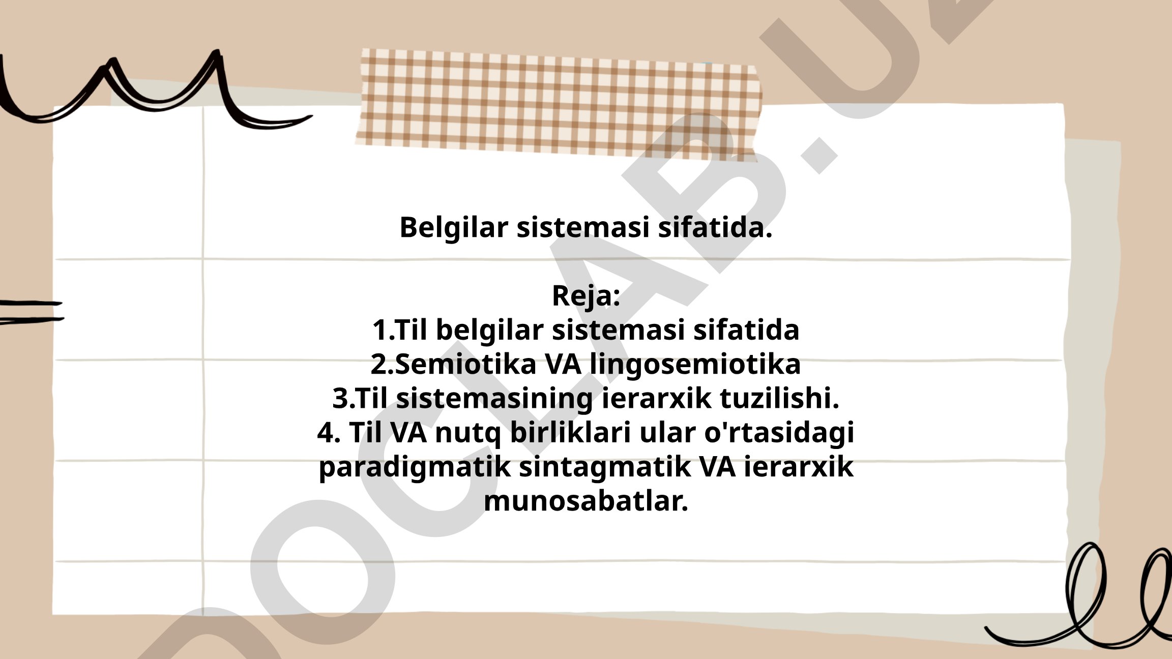 Til belgilar sistemasi va uning ierarxik tuzilishi