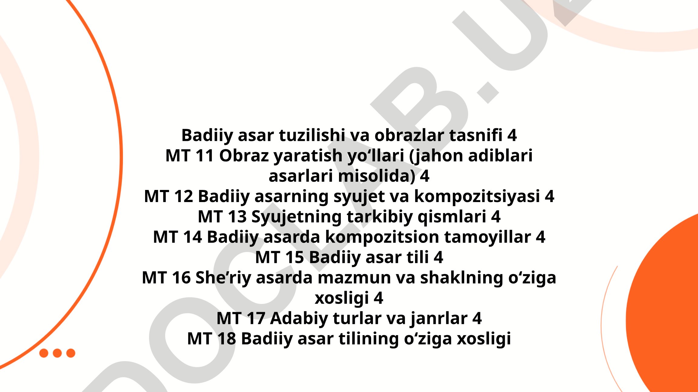 Badiiy asar tuzilishi va obrazlar tasnifi
