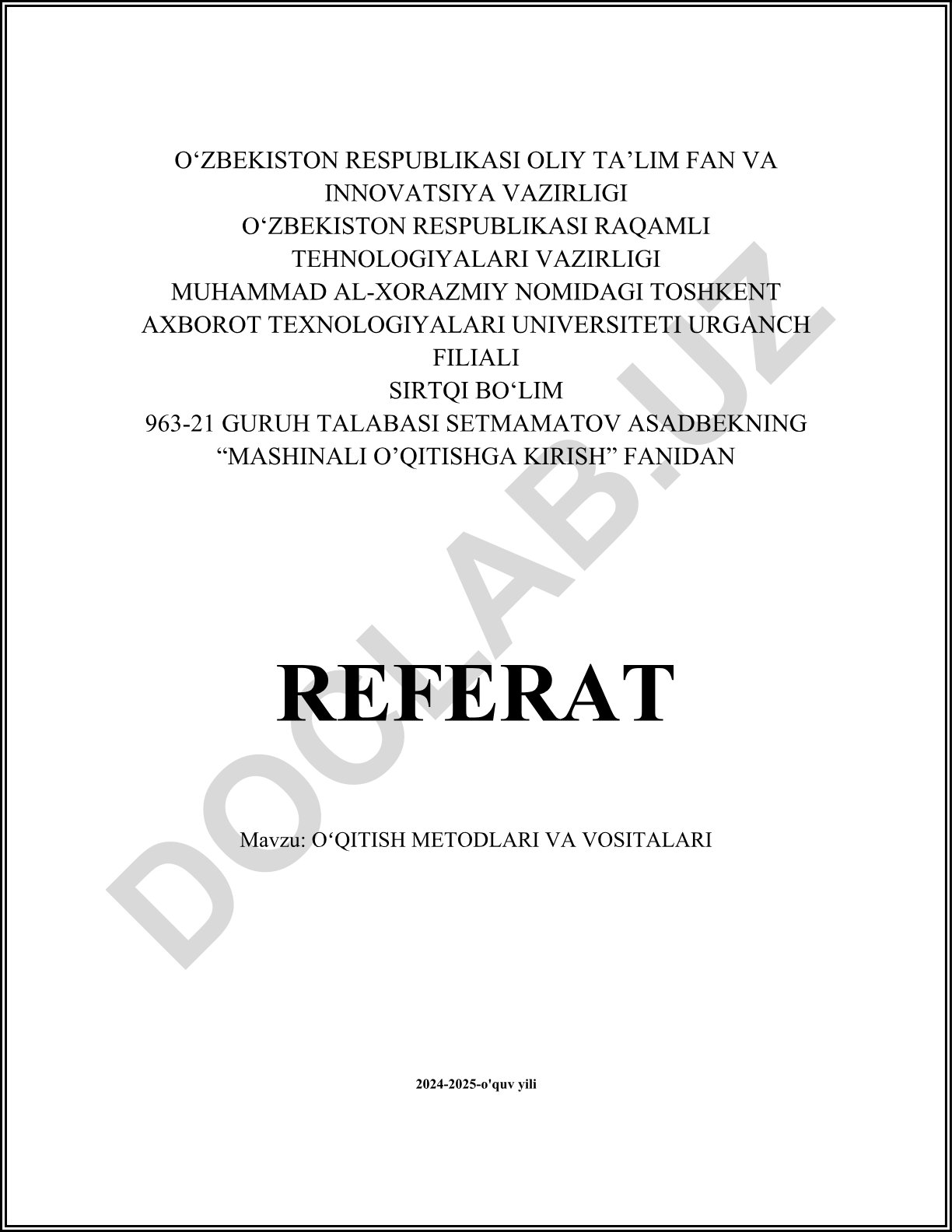 Oʻqitish metodlari va vositalari