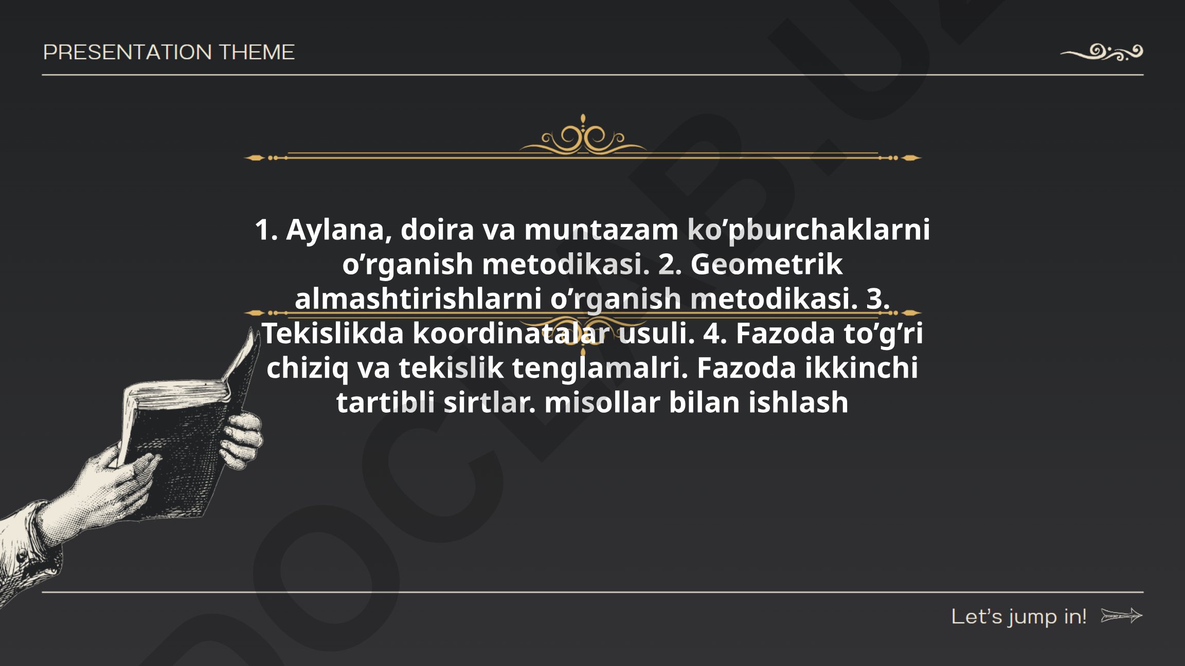 Aylana, doira, muntazam ko'pburchaklar va geometrik almashtirishlarni o'rganish metodikasi