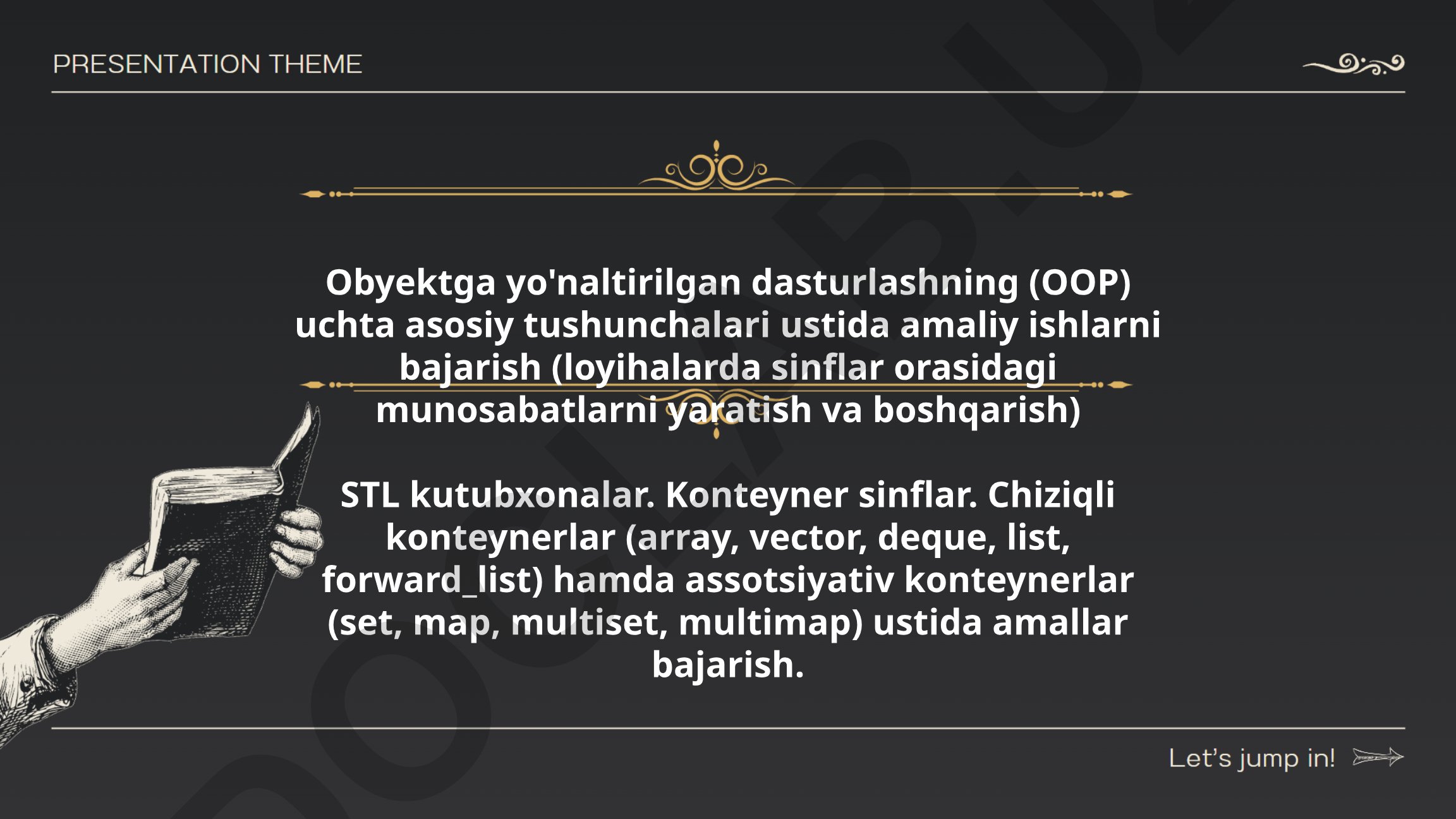 Obyektga yo'naltirilgan dasturlash va STL konteynerlari ustida amaliy ishlar