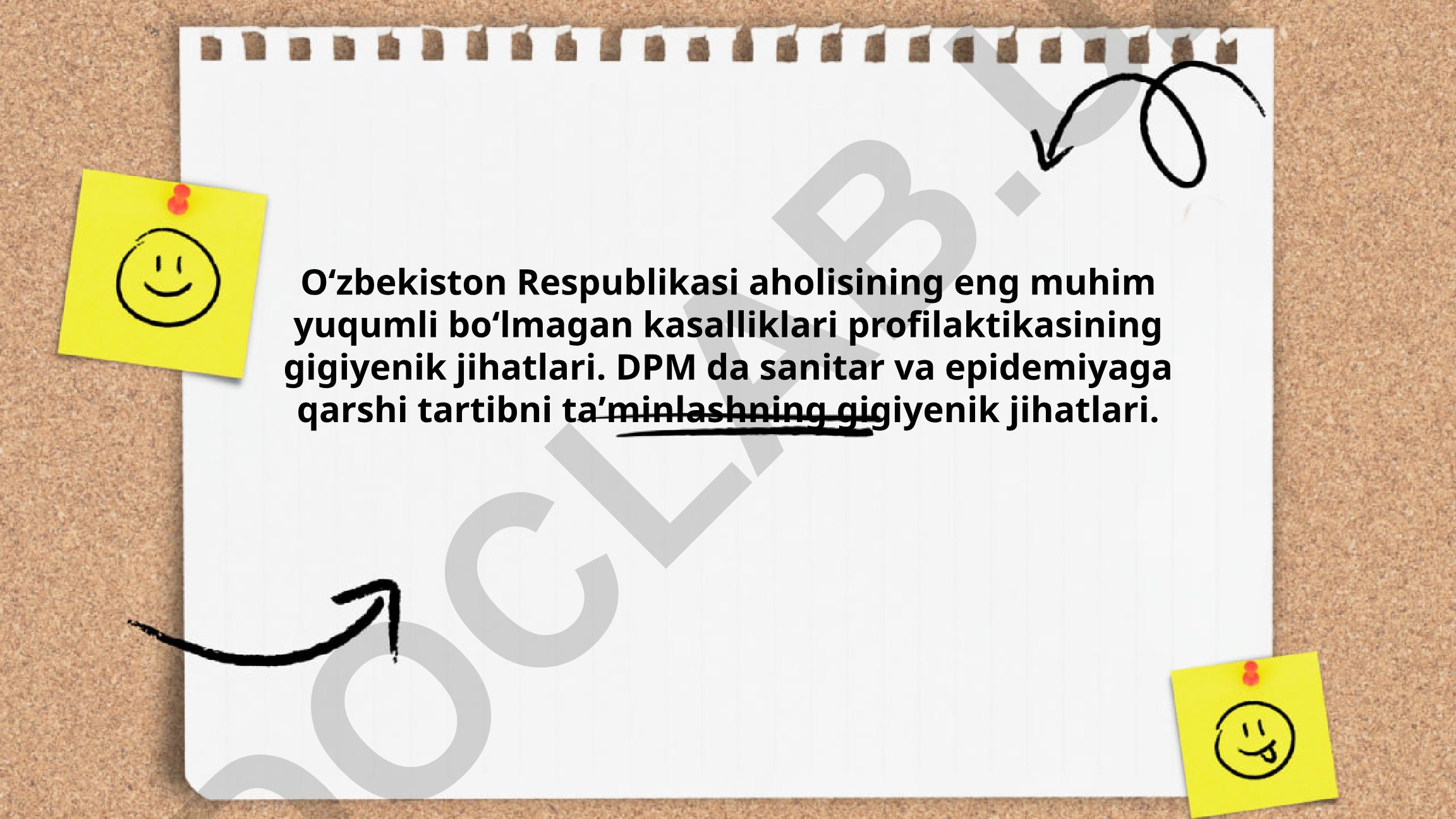 O'zbekiston aholisining yuqumli bo'lmagan kasalliklari profilaktikasi va DPMda sanitariya