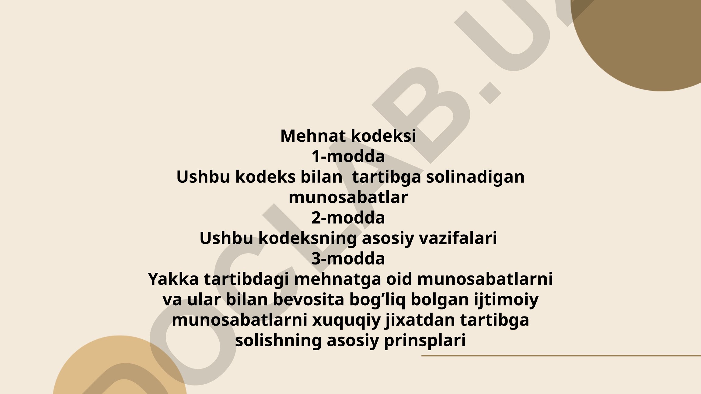 Mehnat kodeksi va mehnat munosabatlari