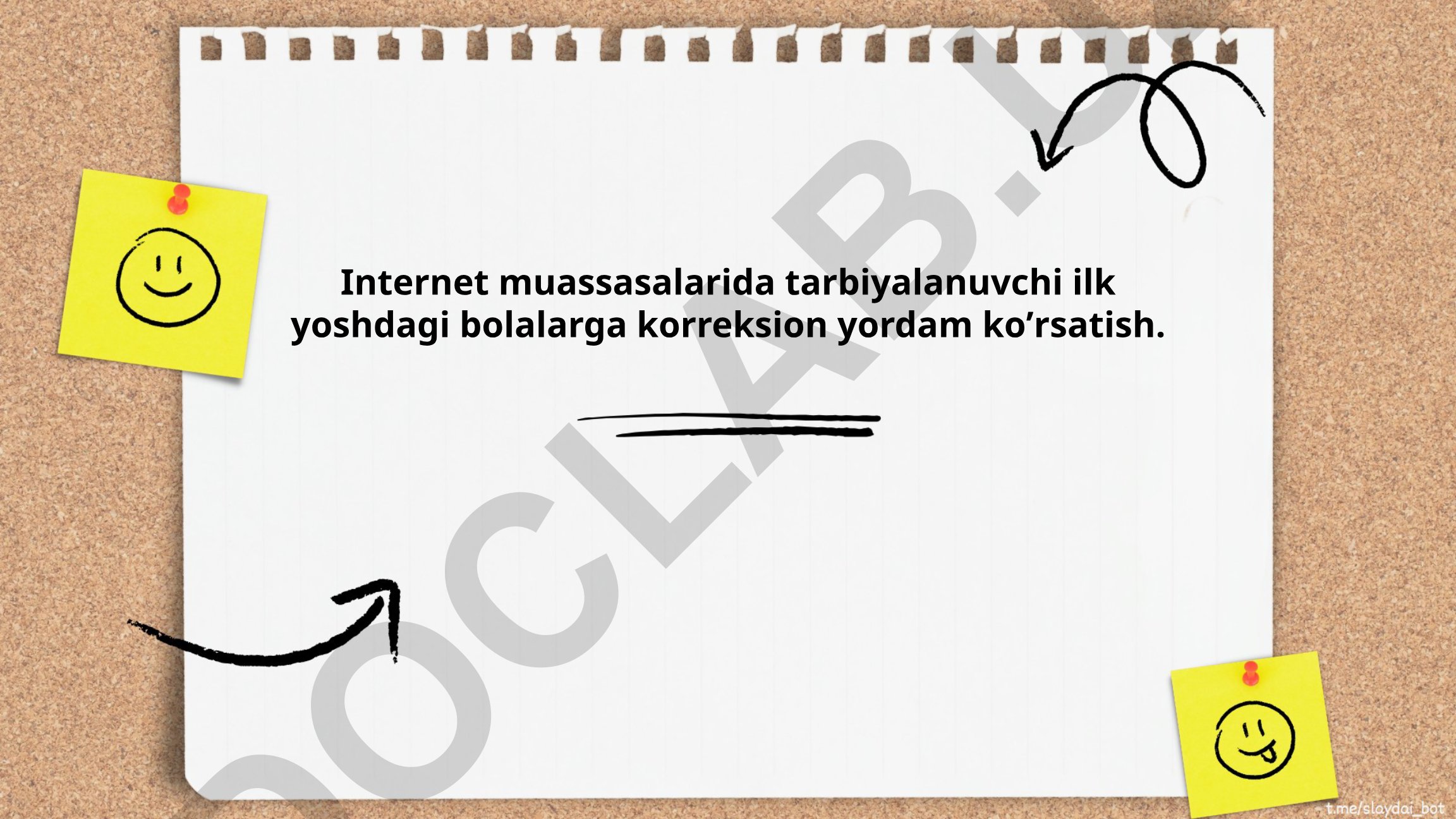 Internet muassasalarida tarbiyalanuvchi ilk yoshdagi bolalarga korreksion yordam
