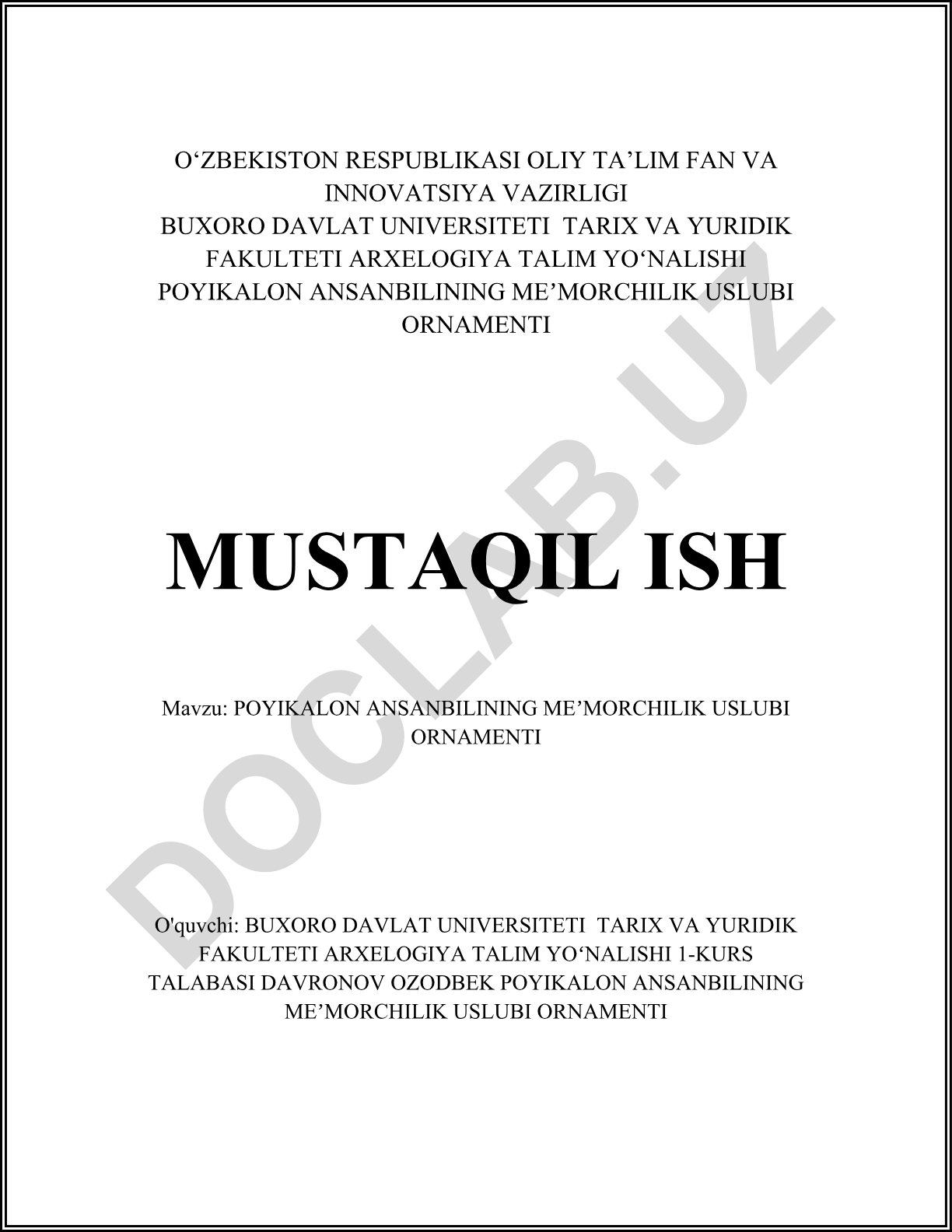 Poikalon ansamblining meʼmorchilik uslubi ornamenti