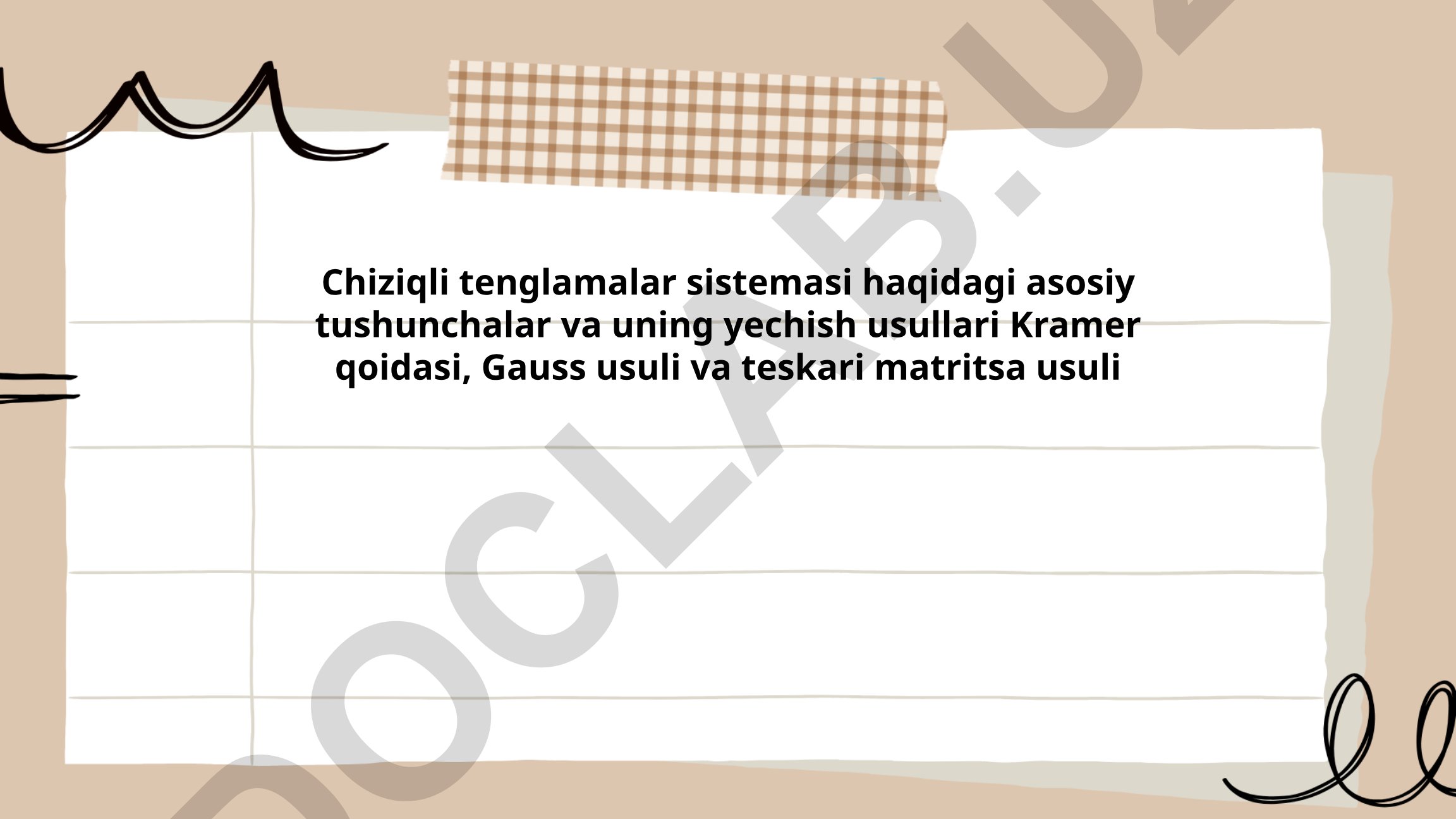 Chiziqli tenglamalar sistemasi va uning yechish usullari