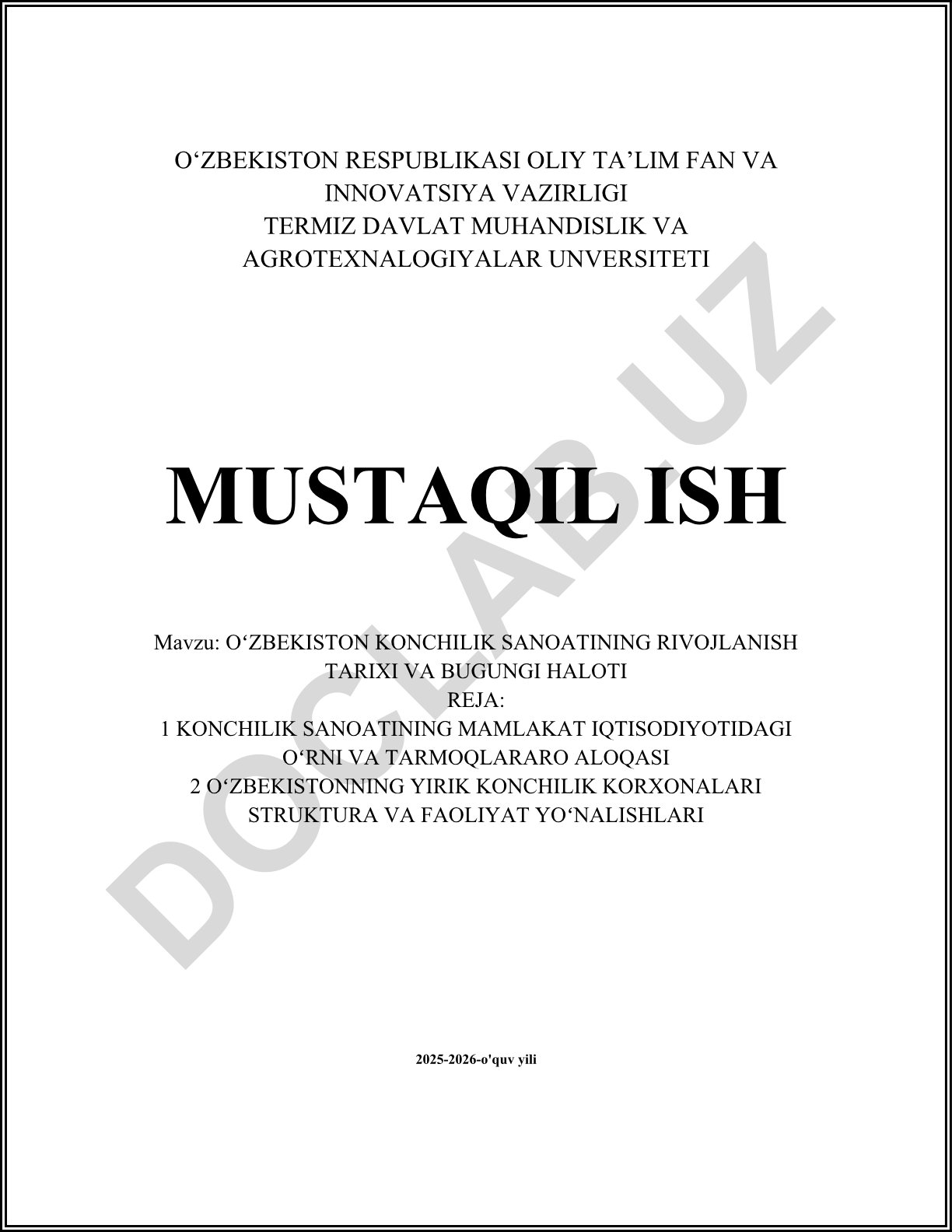 Oʻzbekiston konchilik sanoatining rivojlanish tarixi va bugungi holoti