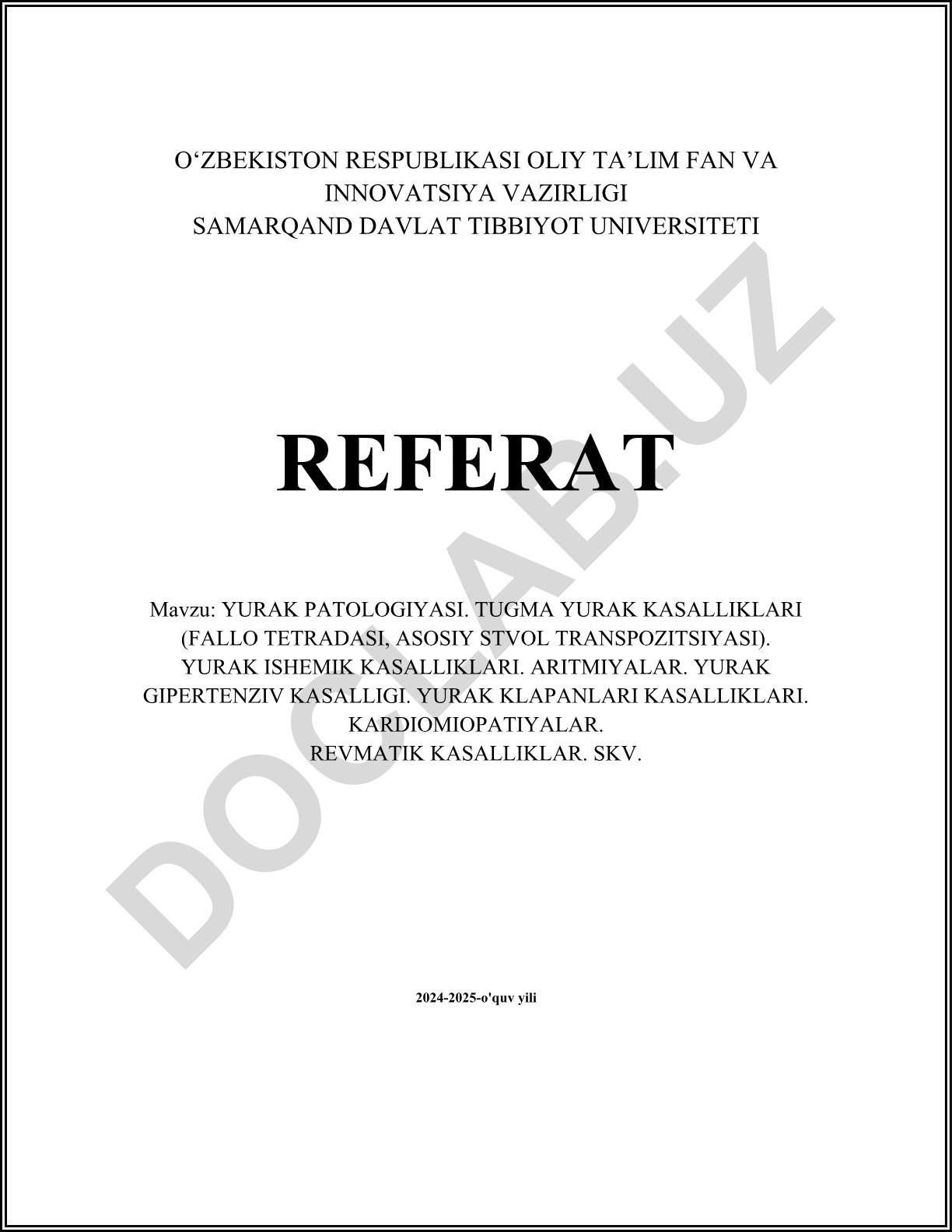 Yurak patologiyasi va yurak kasalliklari