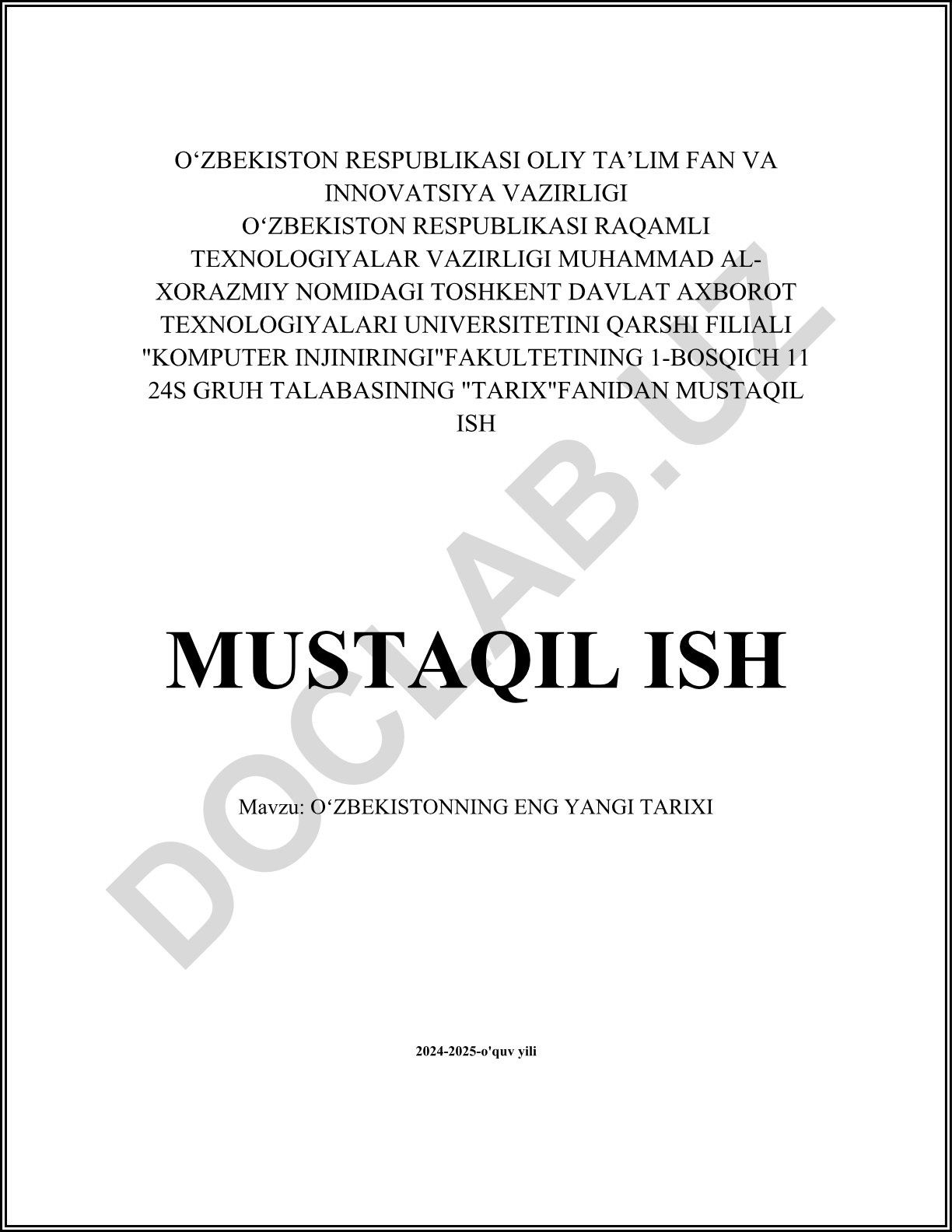 Oʻzbekistonning eng yangi tarixi