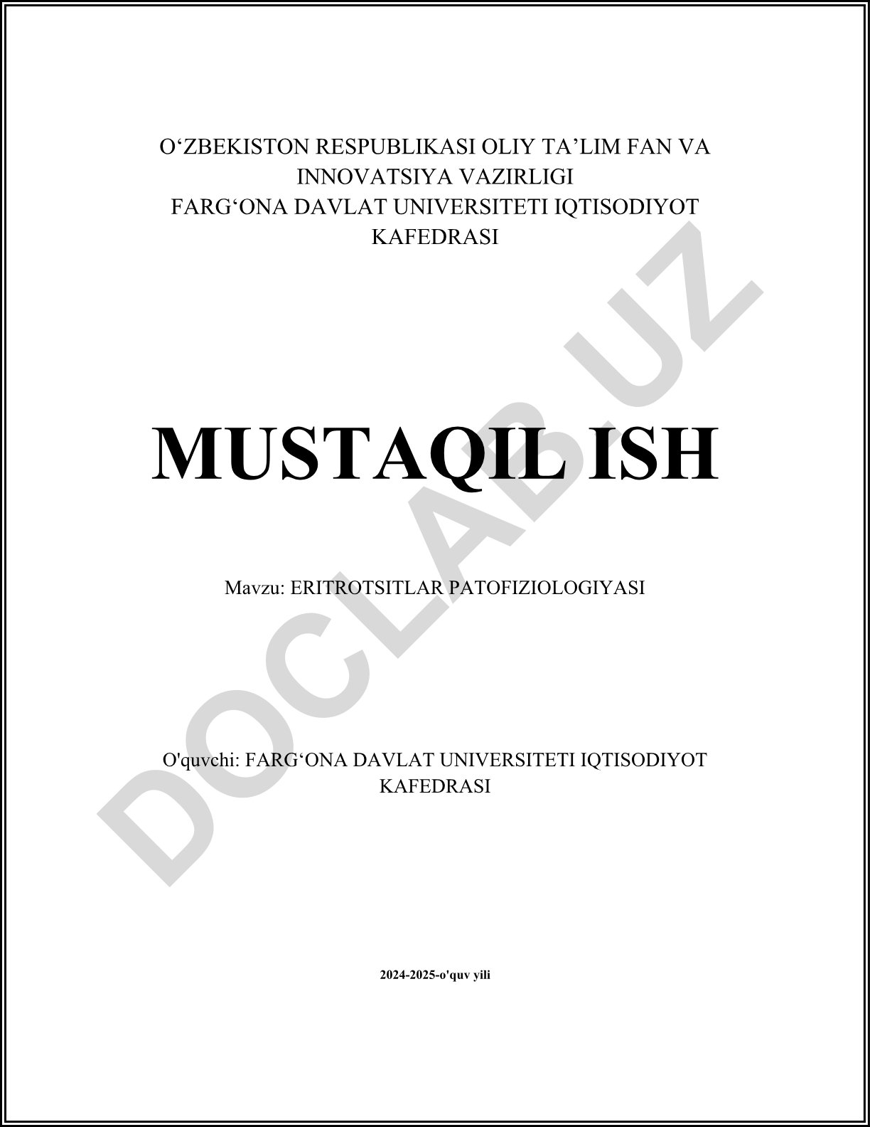 Eritrotsitlar patofiziologiyasi