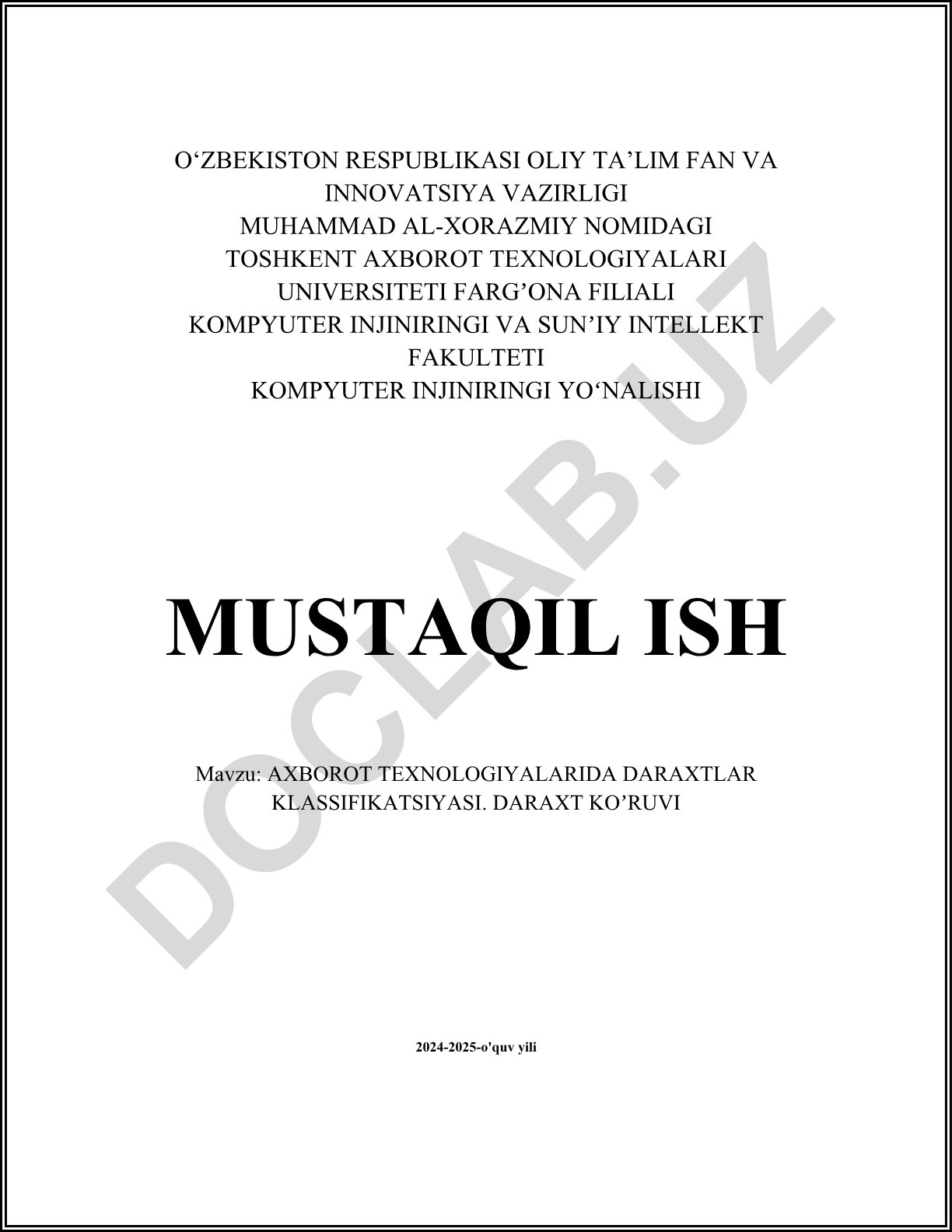 Axborot texnologiyalarida daraxtlar klassifikatsiyasi. Daraxt ko'ruvi