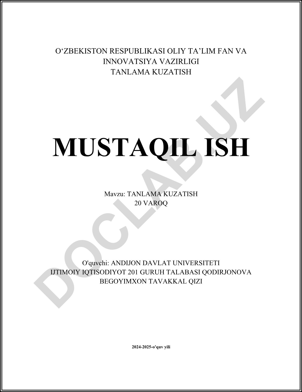 Tanlama kuzatish