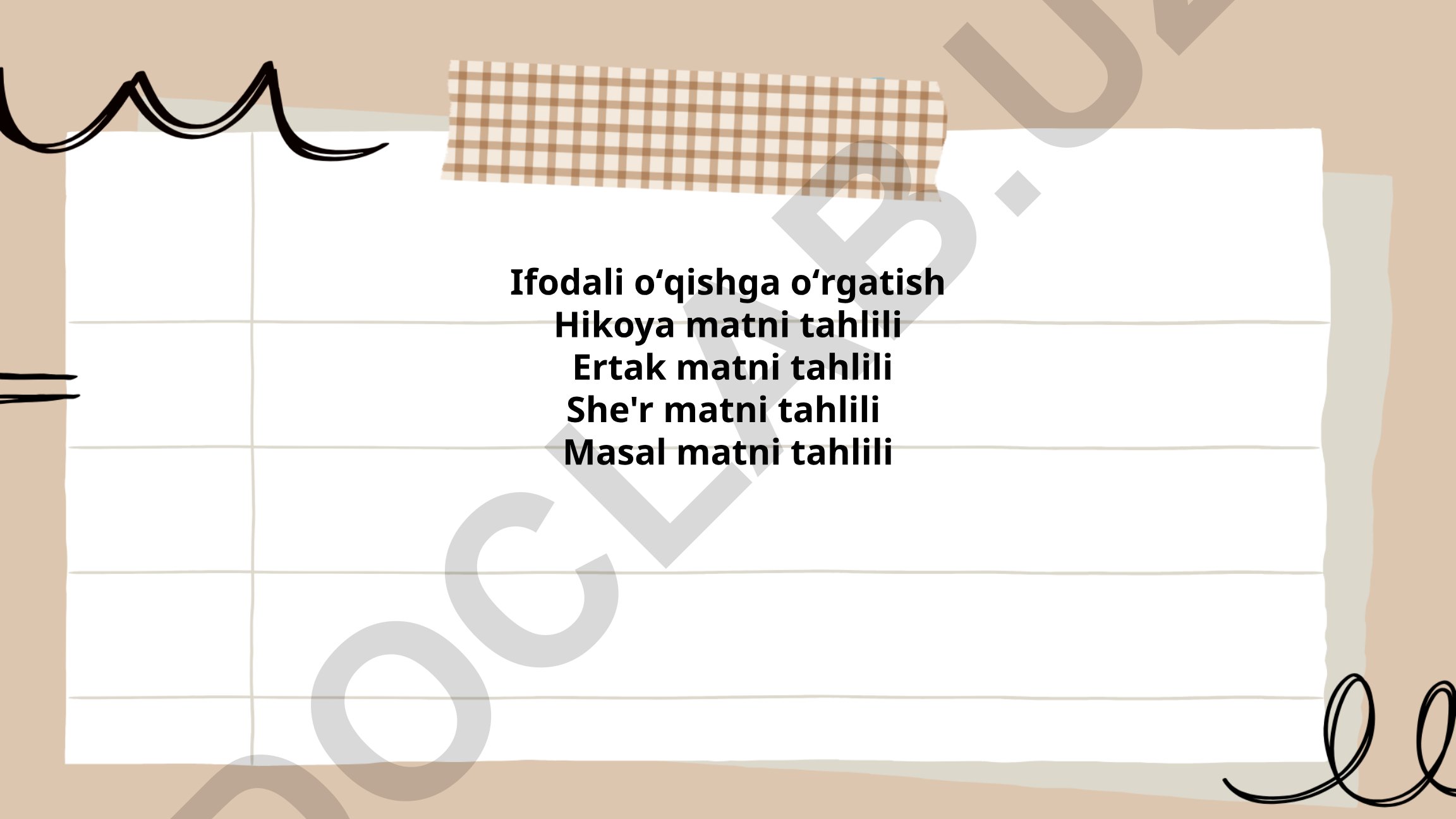 Ifodali o'qishga o'rgatish va matn tahlili