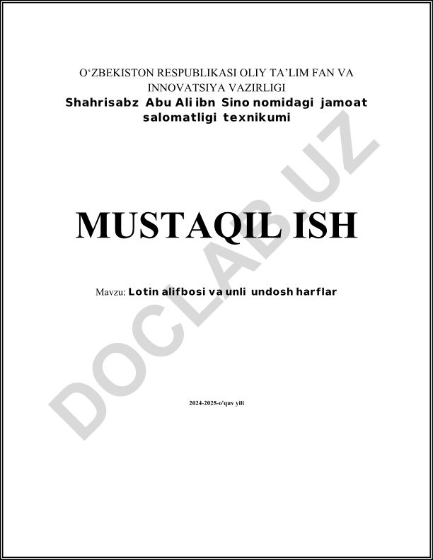 Lotin alifbosi va unli undosh harflar