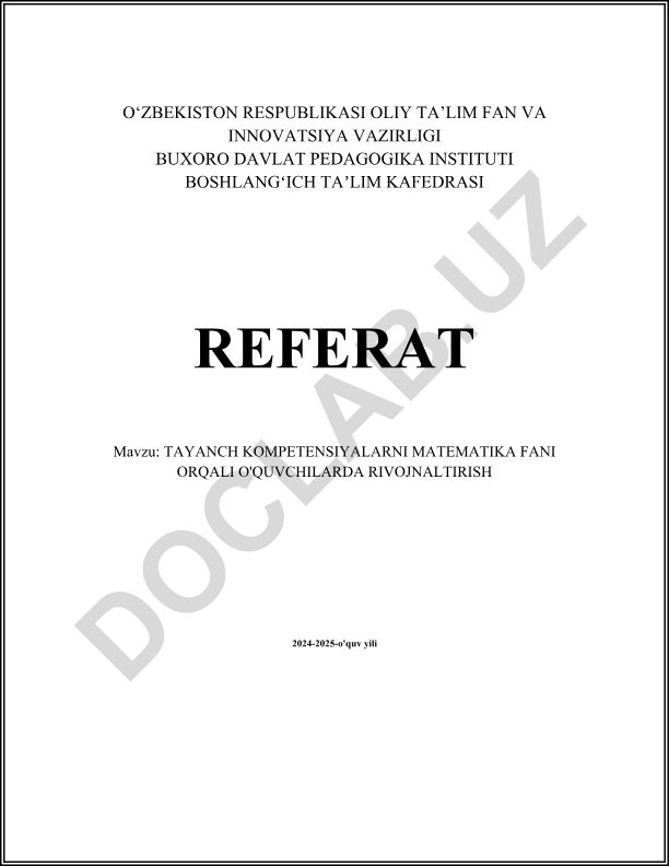 Tayanch kompetensiyalarni matematika fani orqali o'quvchilarda rivojlantirish