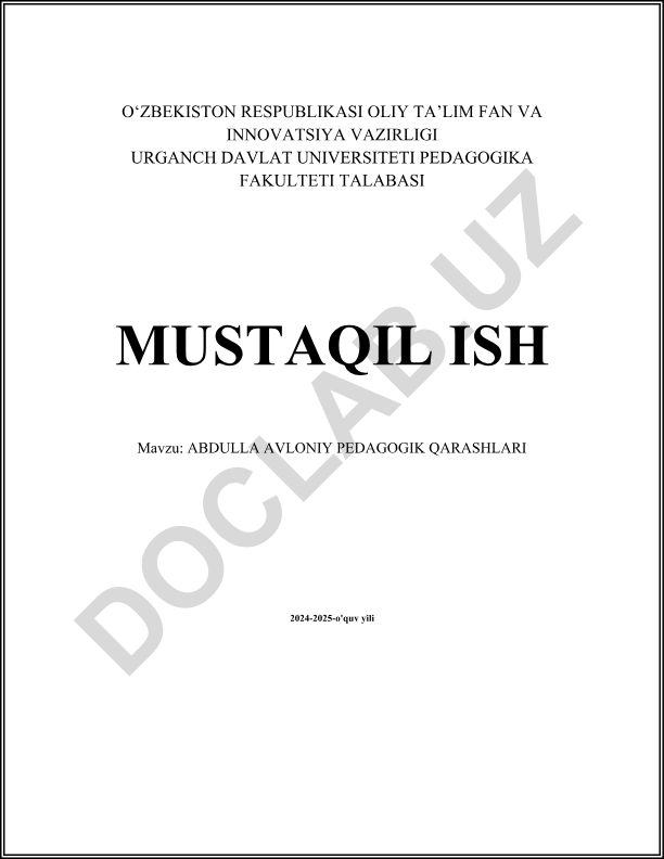Abdulla Avloniy Pedagogik Qarashlari