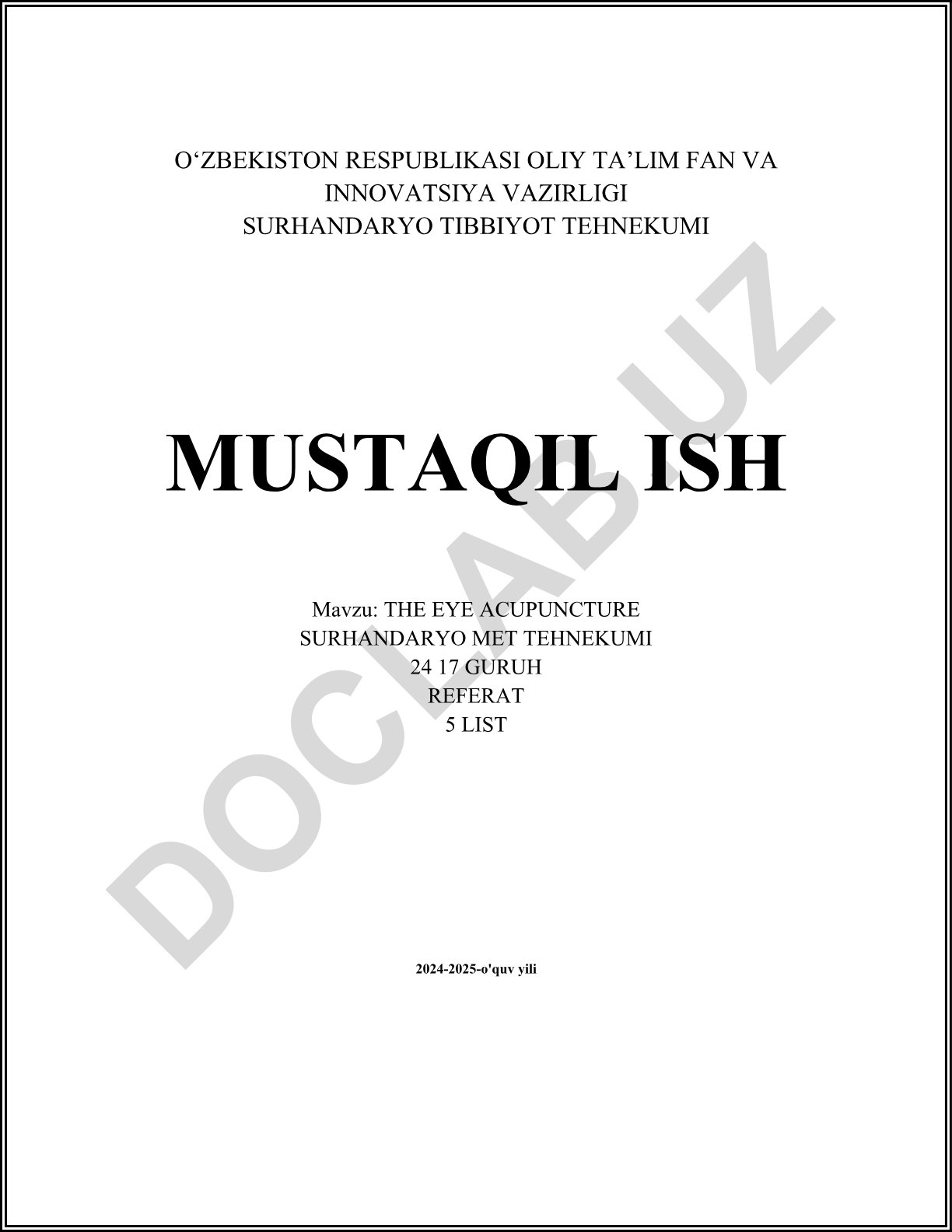 Ko'rish funktsiyasi va ko'z akupunkturasi