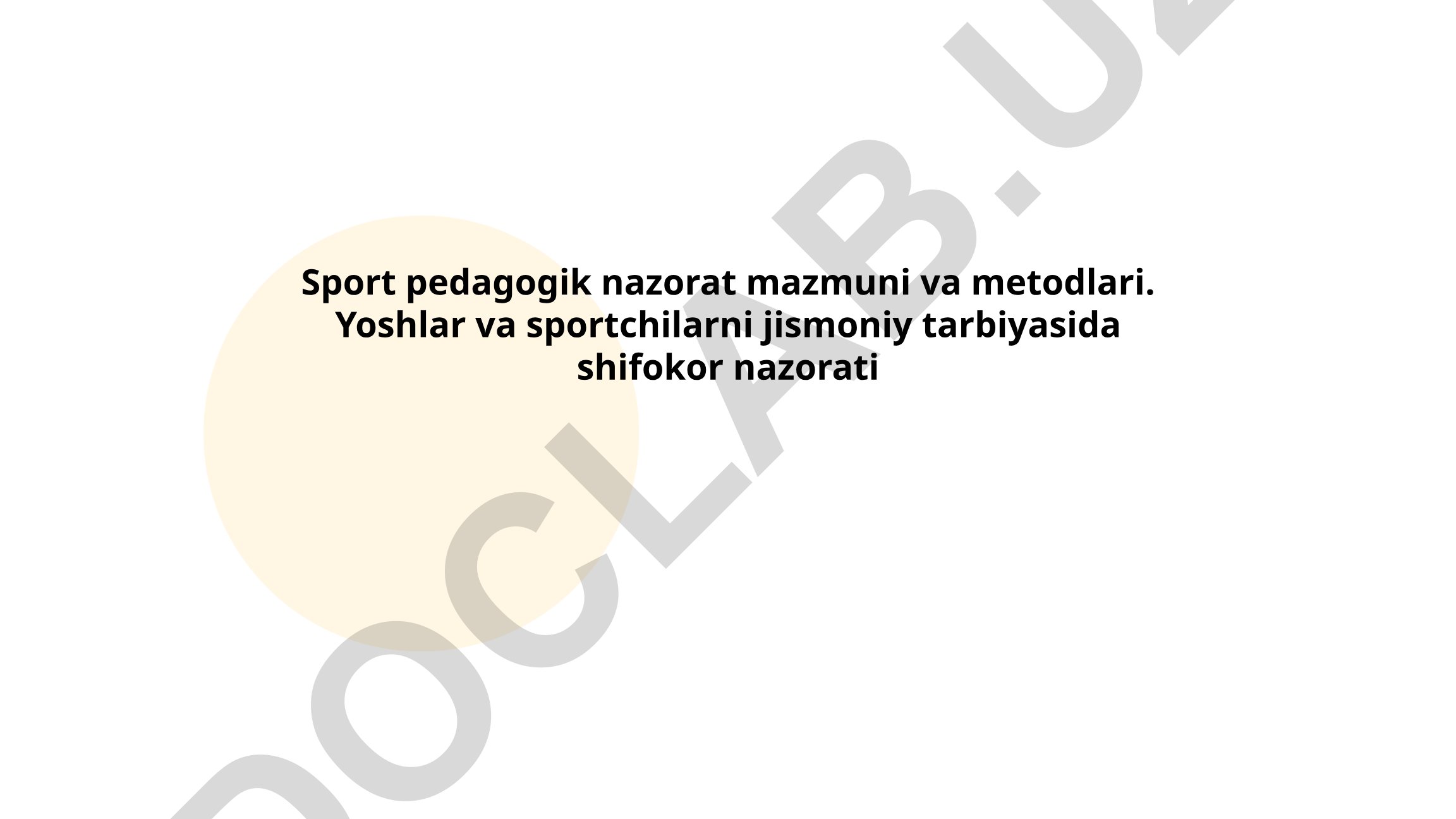 Sport pedagogik nazorat mazmuni va metodlari