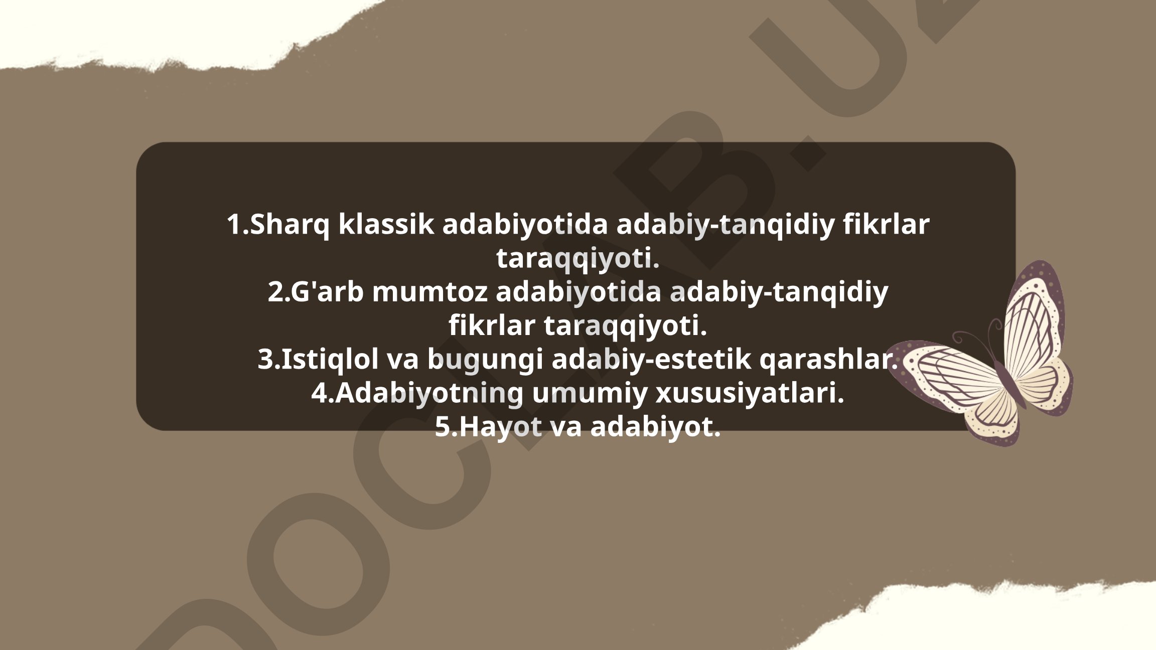 Sharq va G'arb adabiyotida adabiy-tanqidiy fikrlar taraqqiyoti