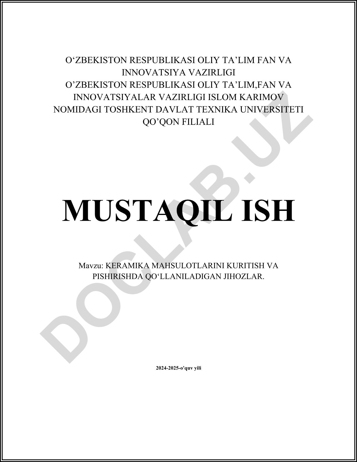 Keramika mahsulotlarini kuritish va pishirishda qo‘llaniladigan jihozlar