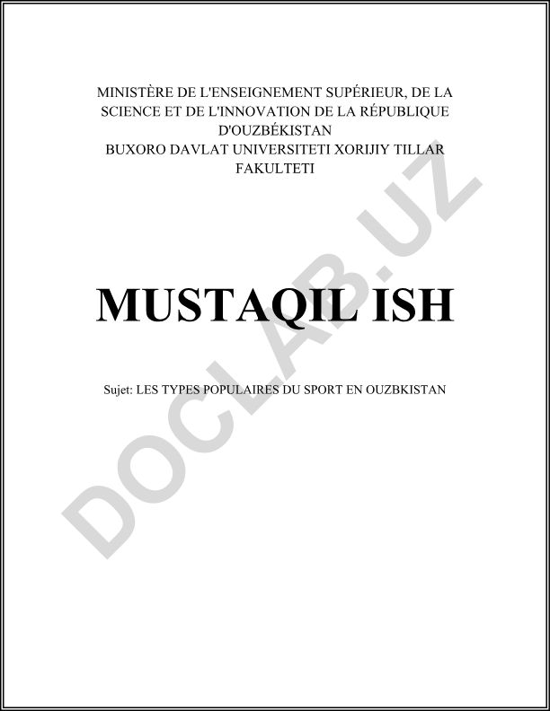 LES TYPES POPULAIRES DU SPORT EN OUZBKISTAN