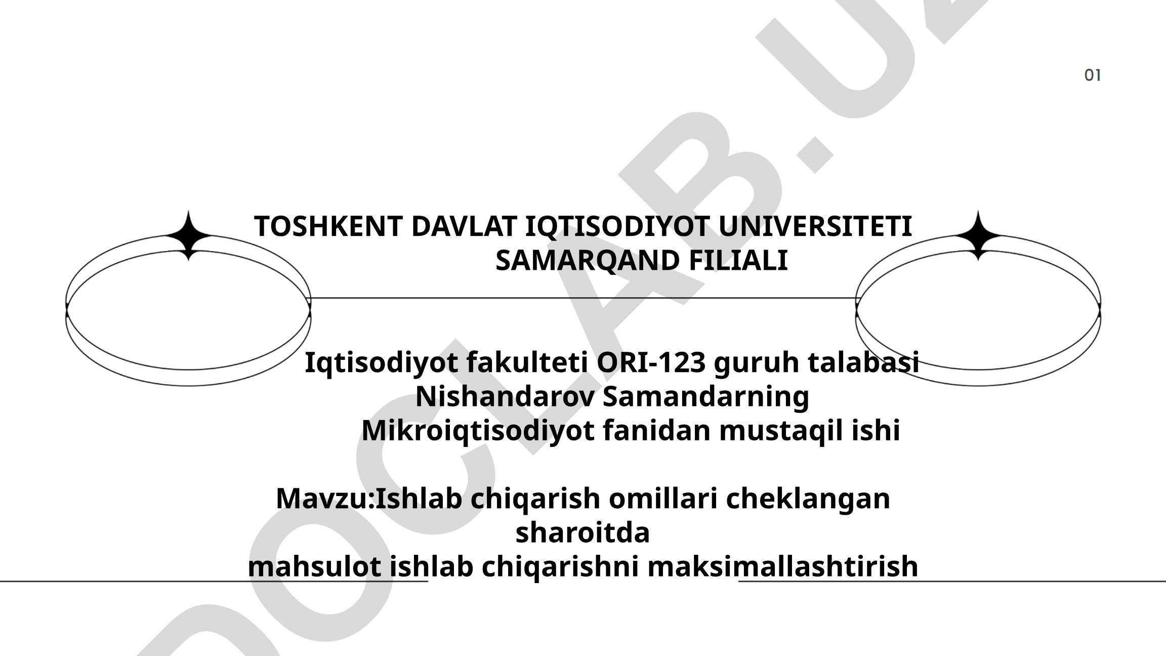 Ishlab chiqarish omillari cheklangan sharoitda mahsulot ishlab chiqarishni maksimallashtirish